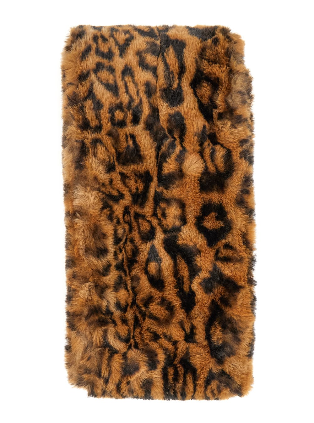 kai Brown Rectangular Scarf With All-over Leopard Print In Ecofur Woman