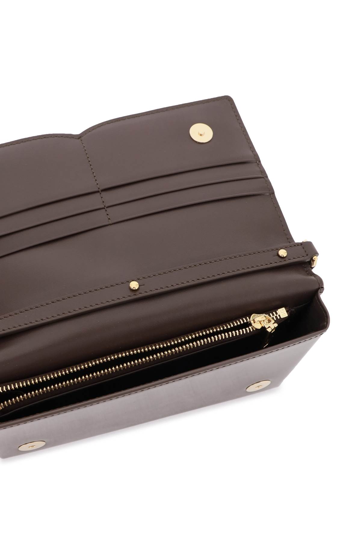Shop Dolce & Gabbana Mini Dg Logo Bag In Patent Leather In Marrone