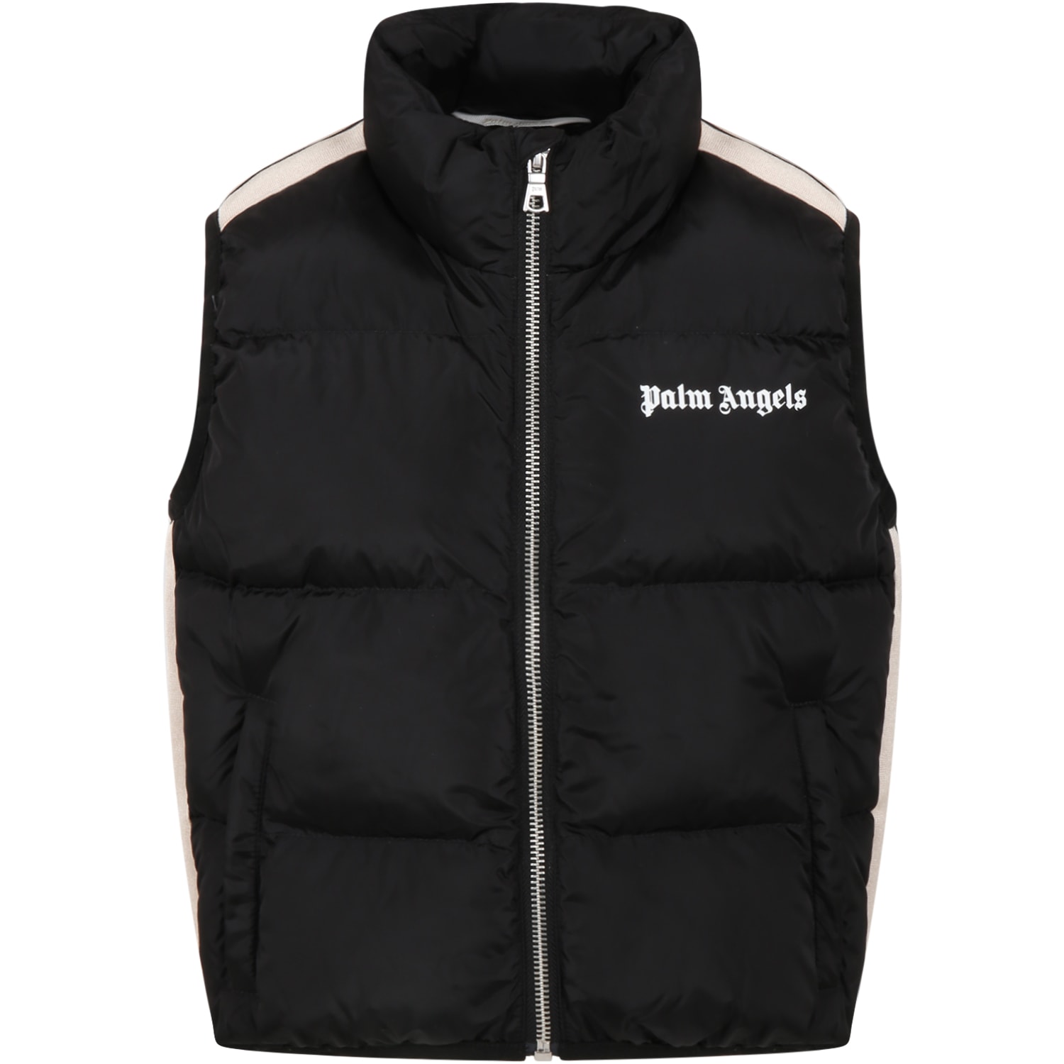 Palm Angels Black Vest For Kids With White Logo