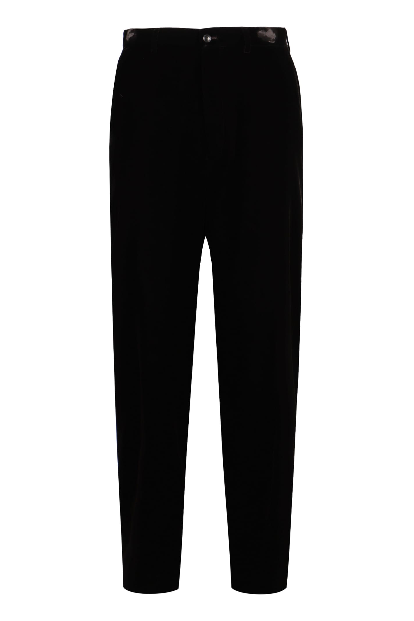 Shop Giorgio Armani Velvet Trousers In Black