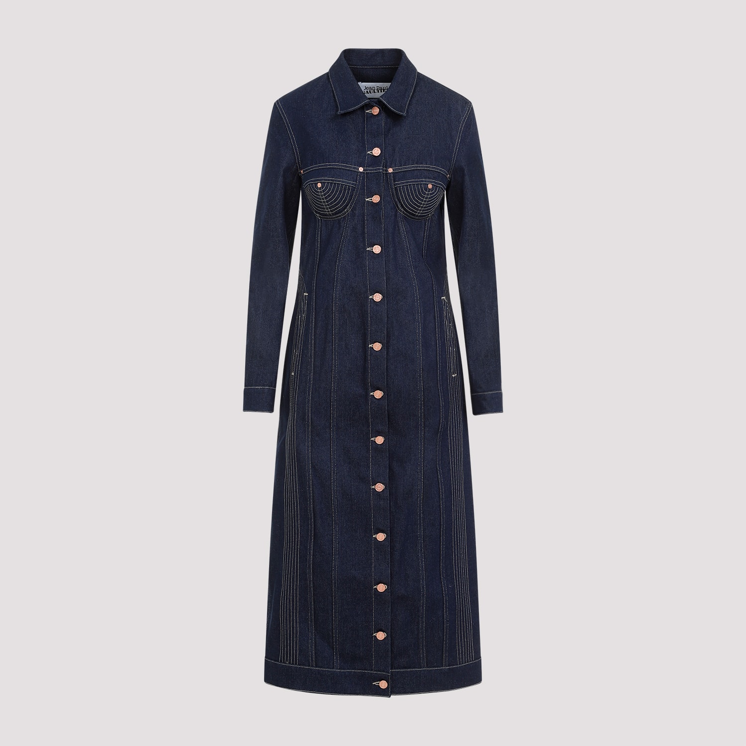 Shop Jean Paul Gaultier Trompe-l` Il Coat In Indigo Tabac