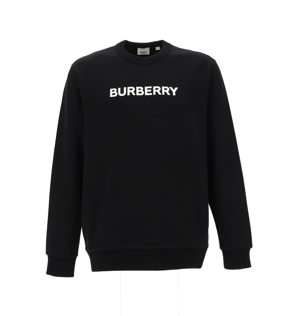 Shop Burberry Logo Print Crewneck Sweatshirt In Black