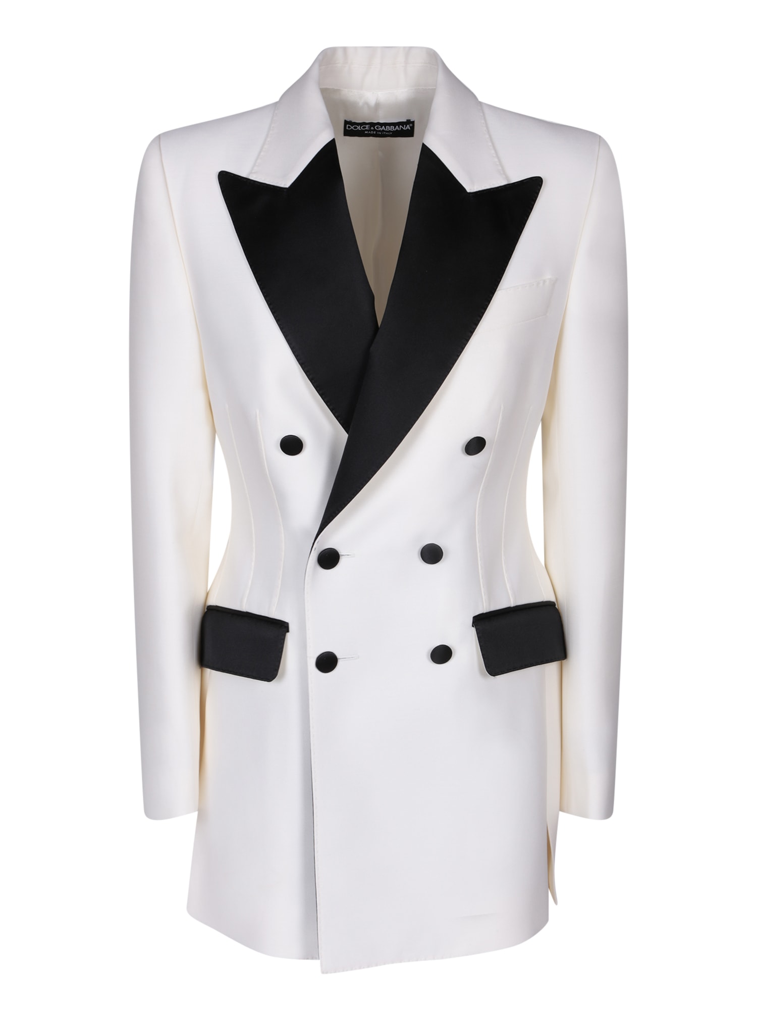 Shop Dolce & Gabbana Double-breasted White/black Jacket