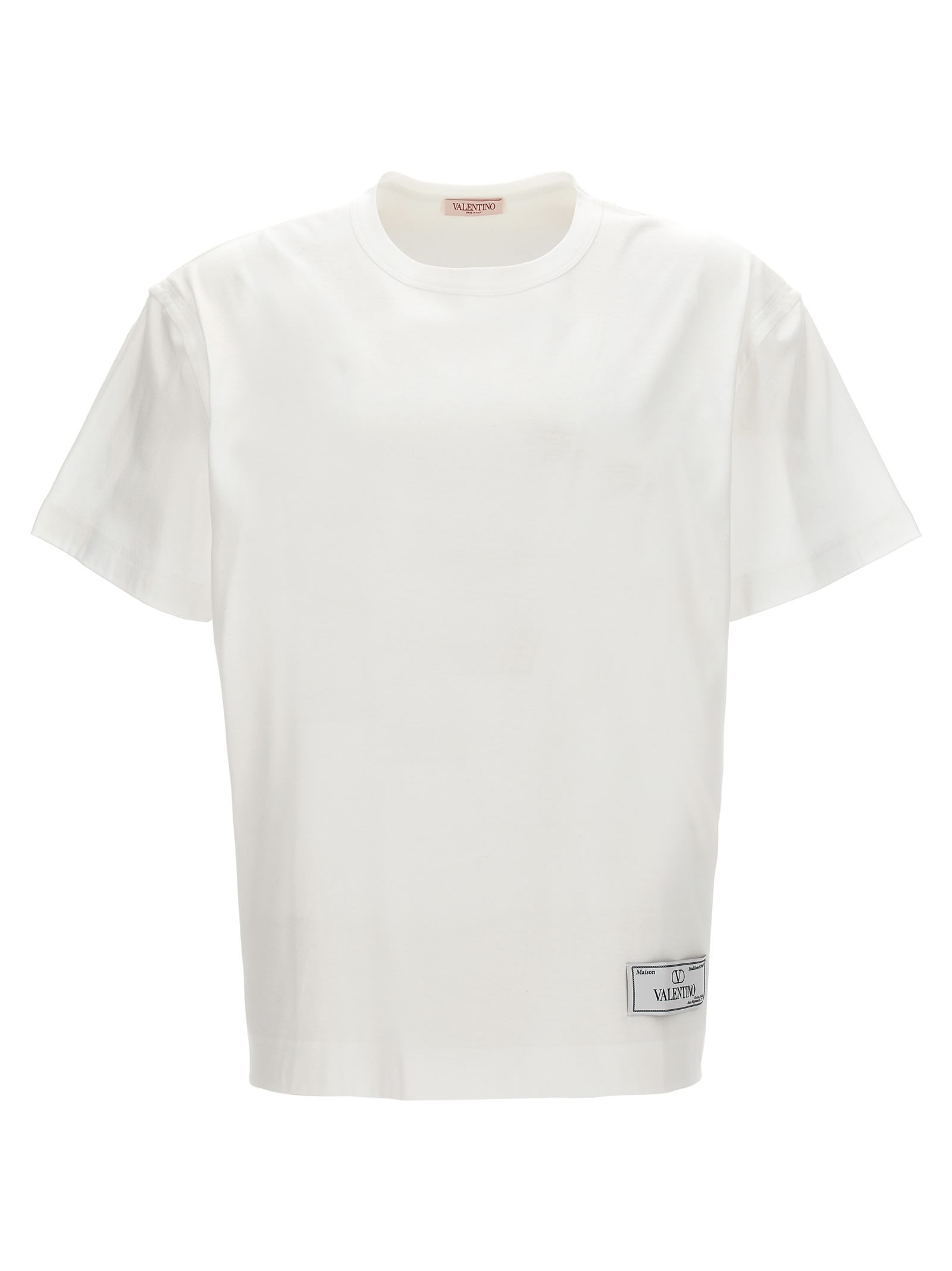 Shop Valentino Maison  Label T-shirt In White