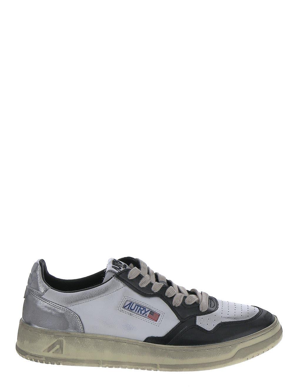 Autry Medalist Low Super Vintage Sneakers In Black Silver