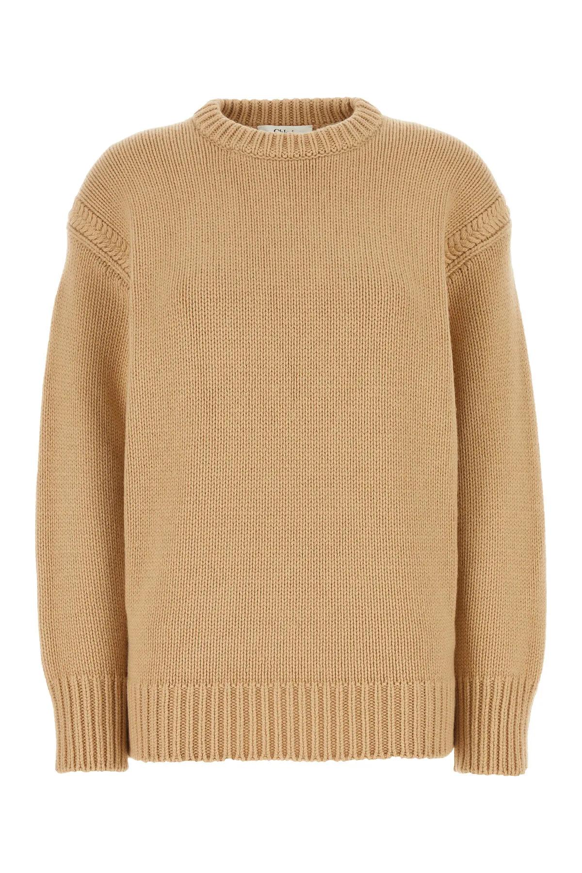 Shop Chloé Skin Pink Cashmere Blend Oversize Sweater In Beige