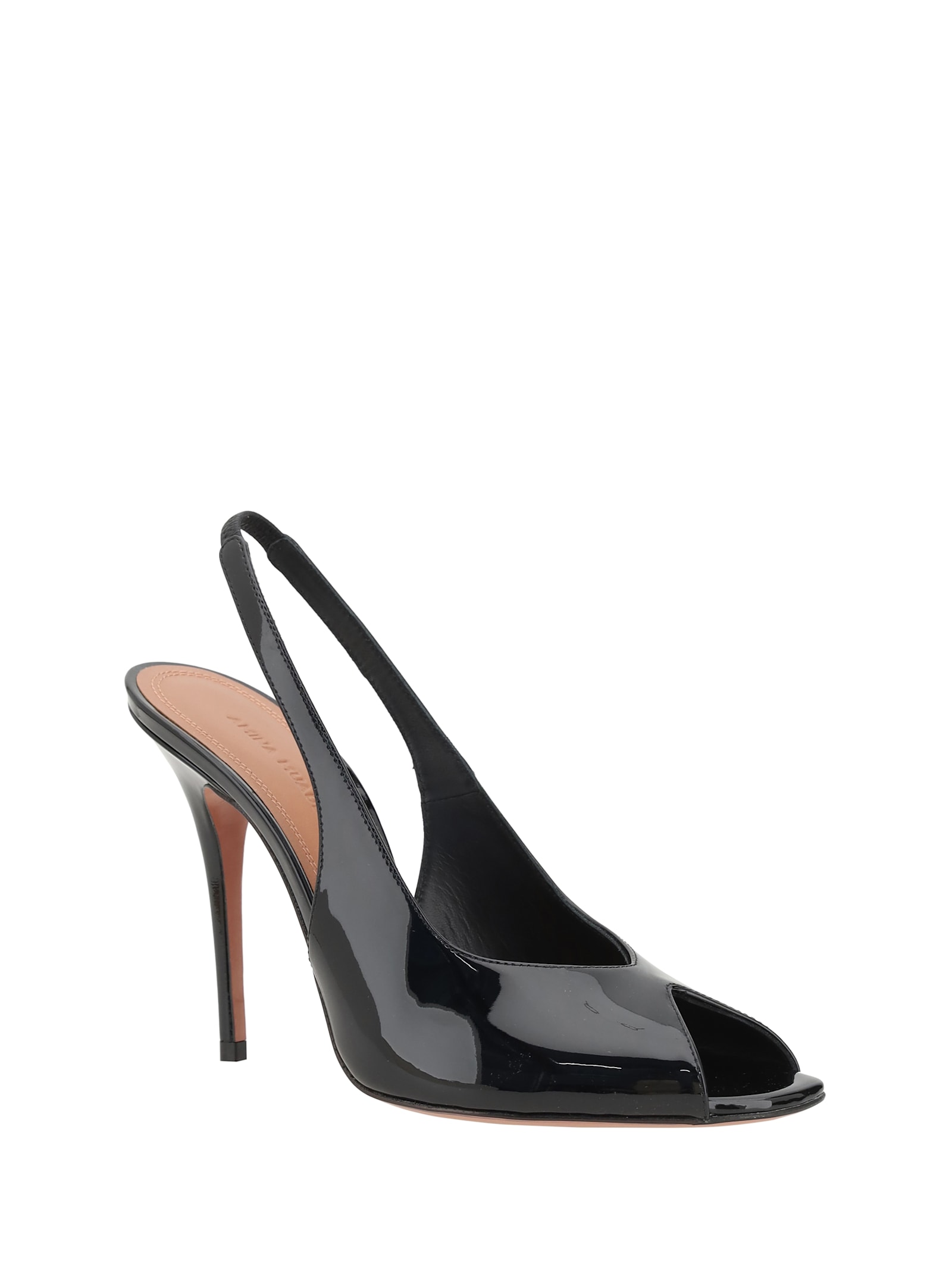 Amina Muaddi Kristina 105 Patent Leather Peep-toe Pumps In Black