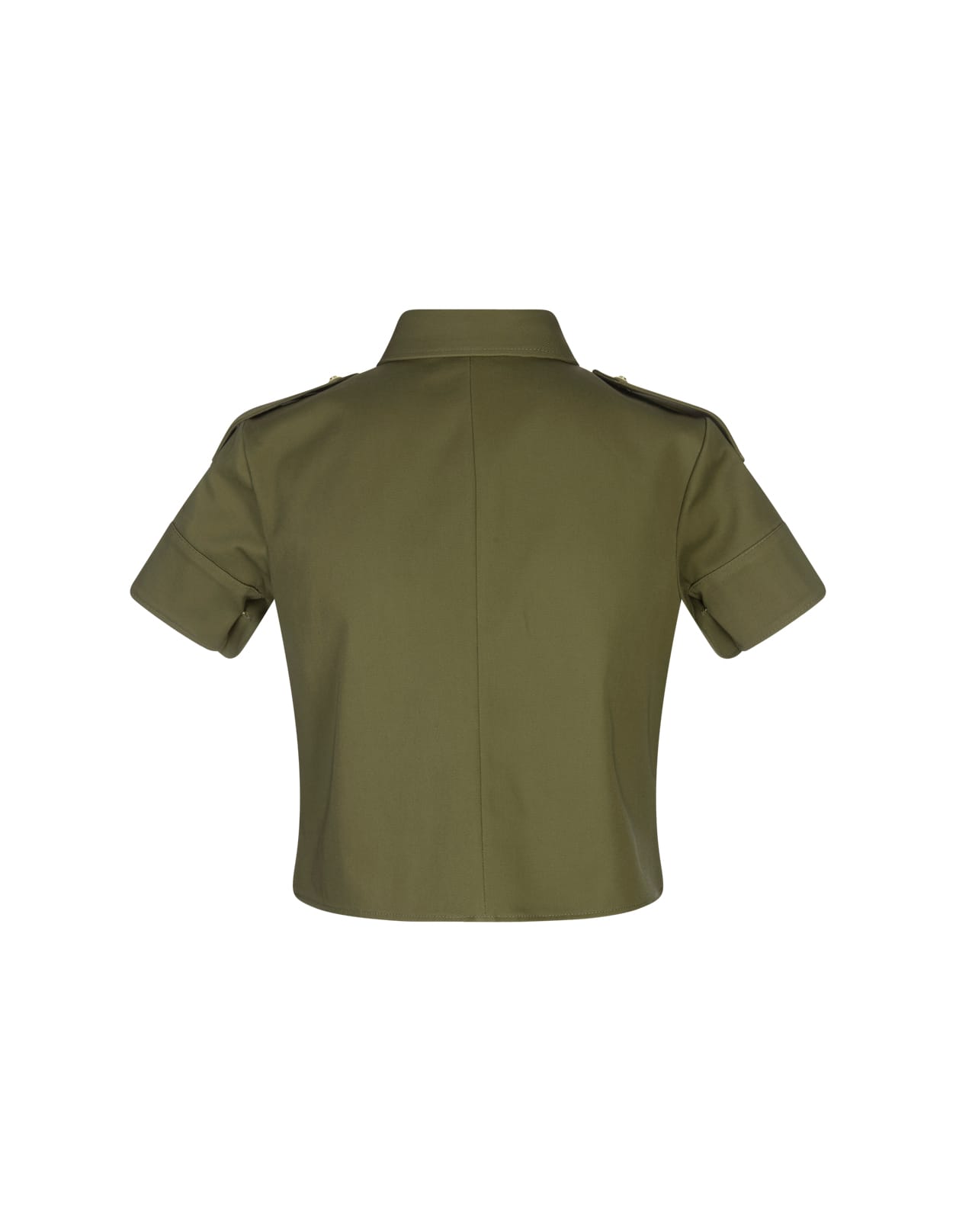 Shop Alexander Mcqueen Green Cropped Military Shirt