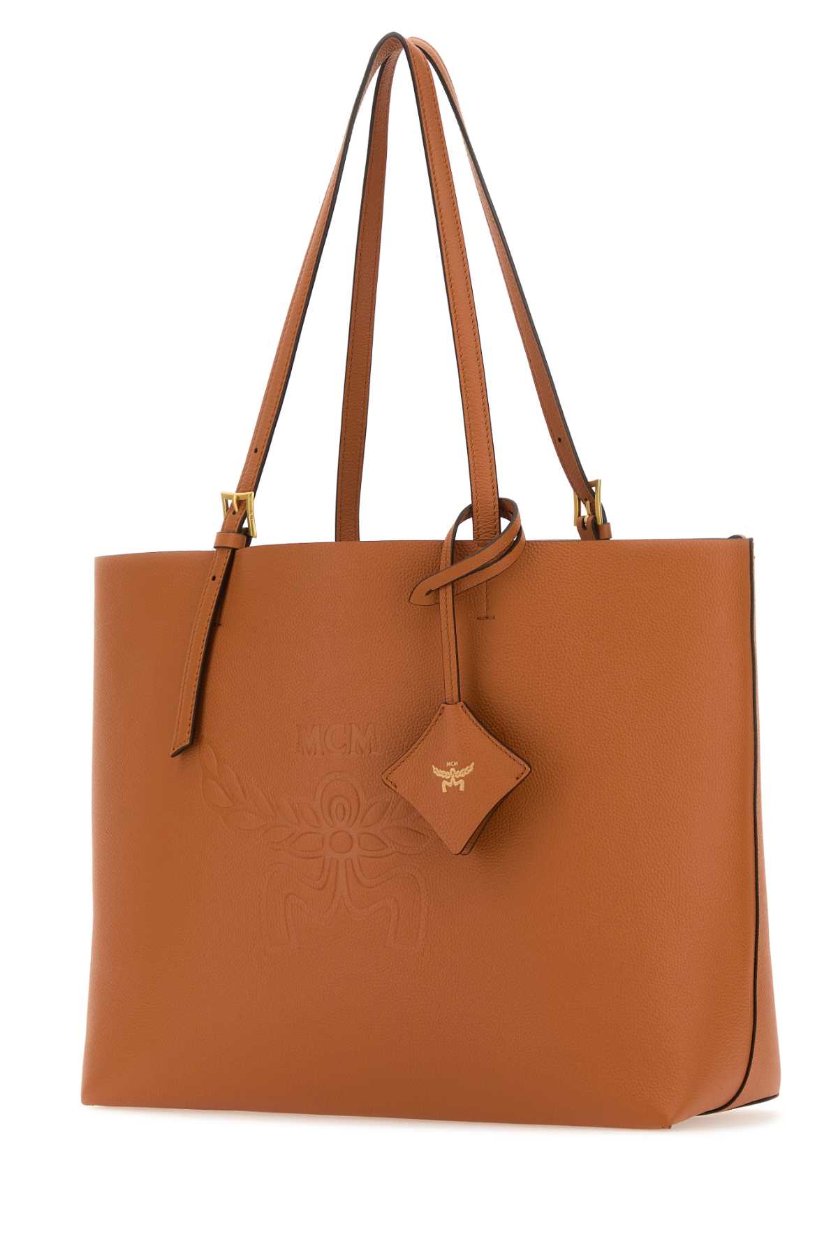 Shop Mcm Caramel Leather Medium Himmel Shopping Bag In Cognac