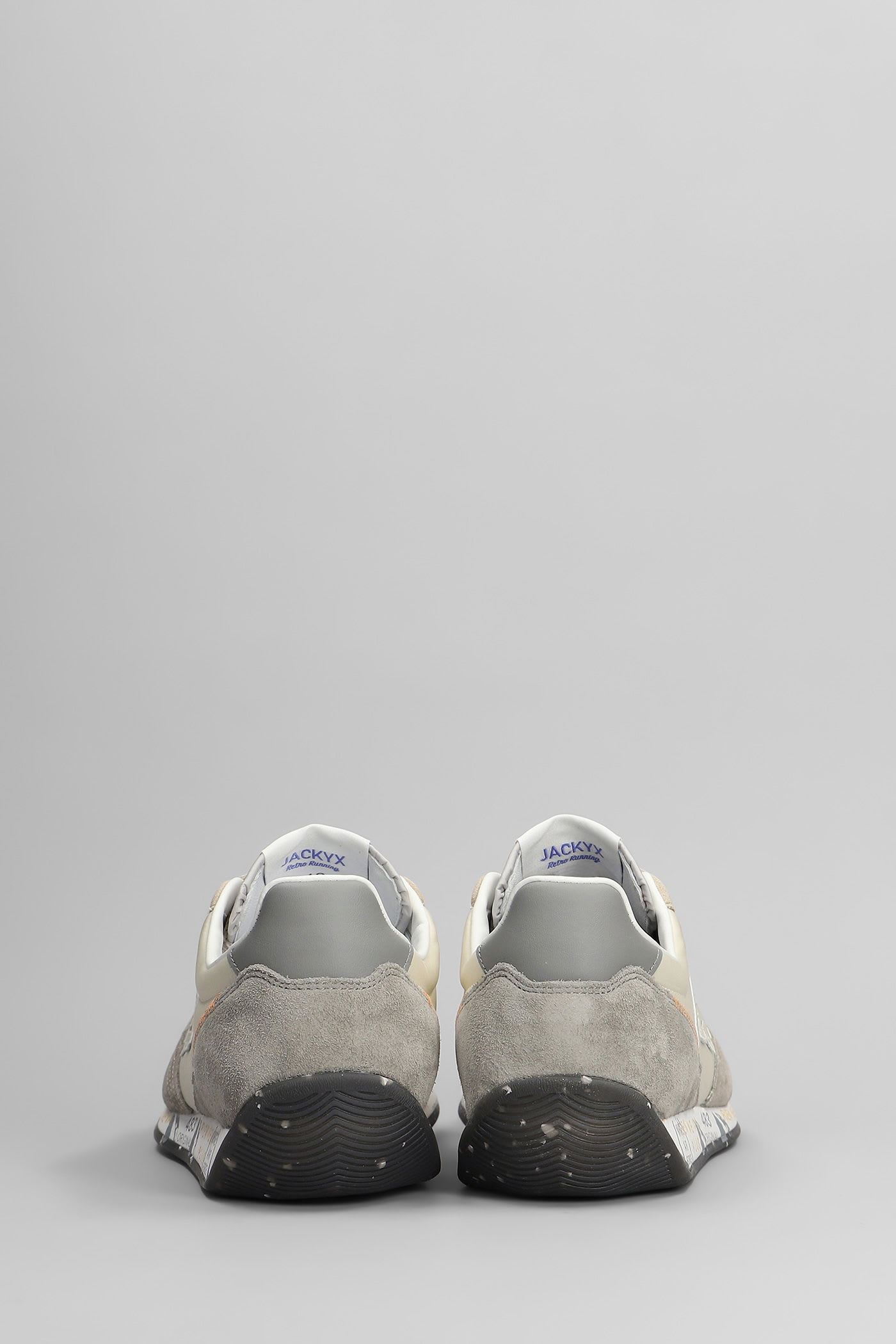 Premiata Jackyx Sneakers In Grey Suede And Fabric In Multi