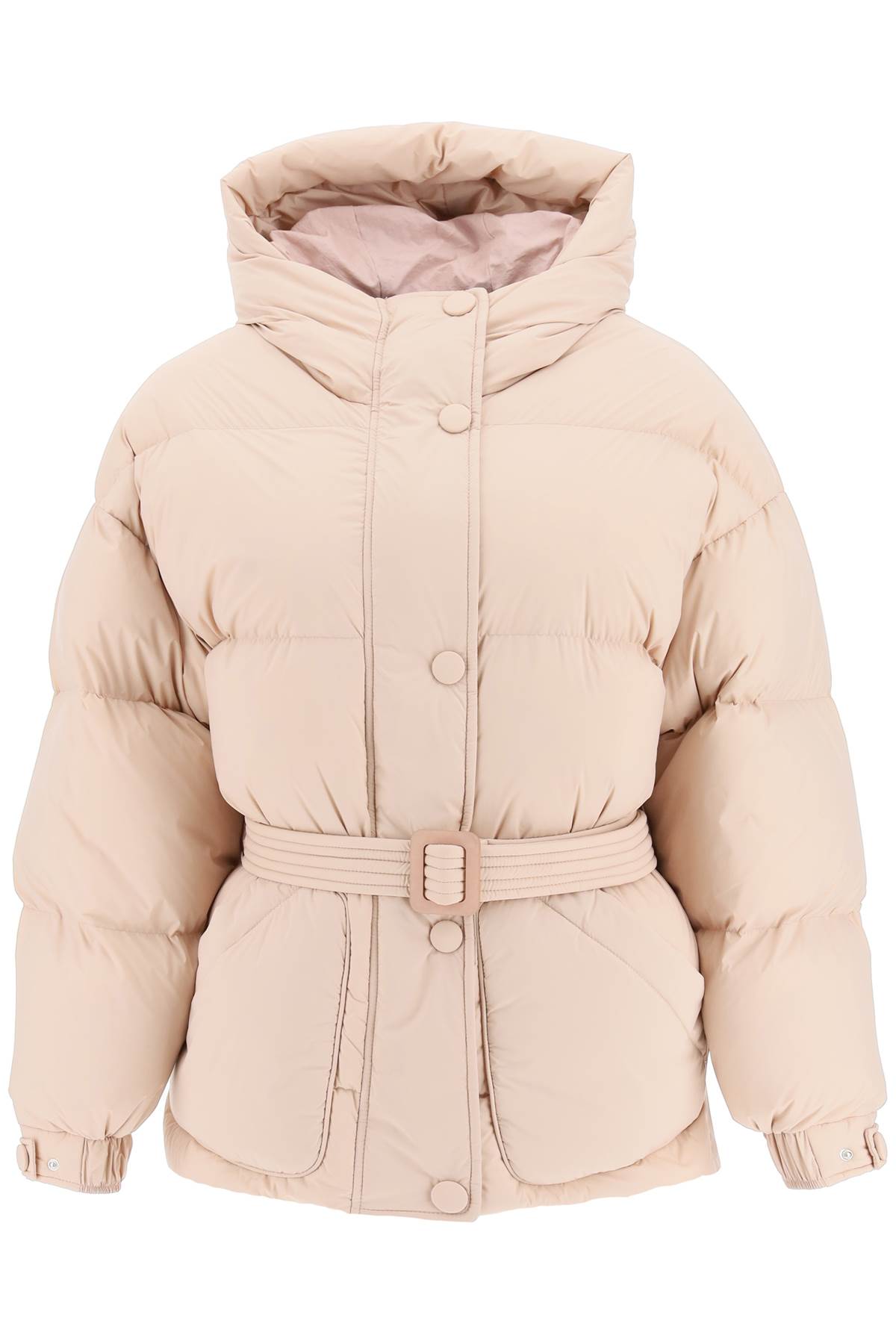 Ienki Ienki Michlin Quilted Polished Shell Hooded Down Jacket In Soft Pale Pink (pink)