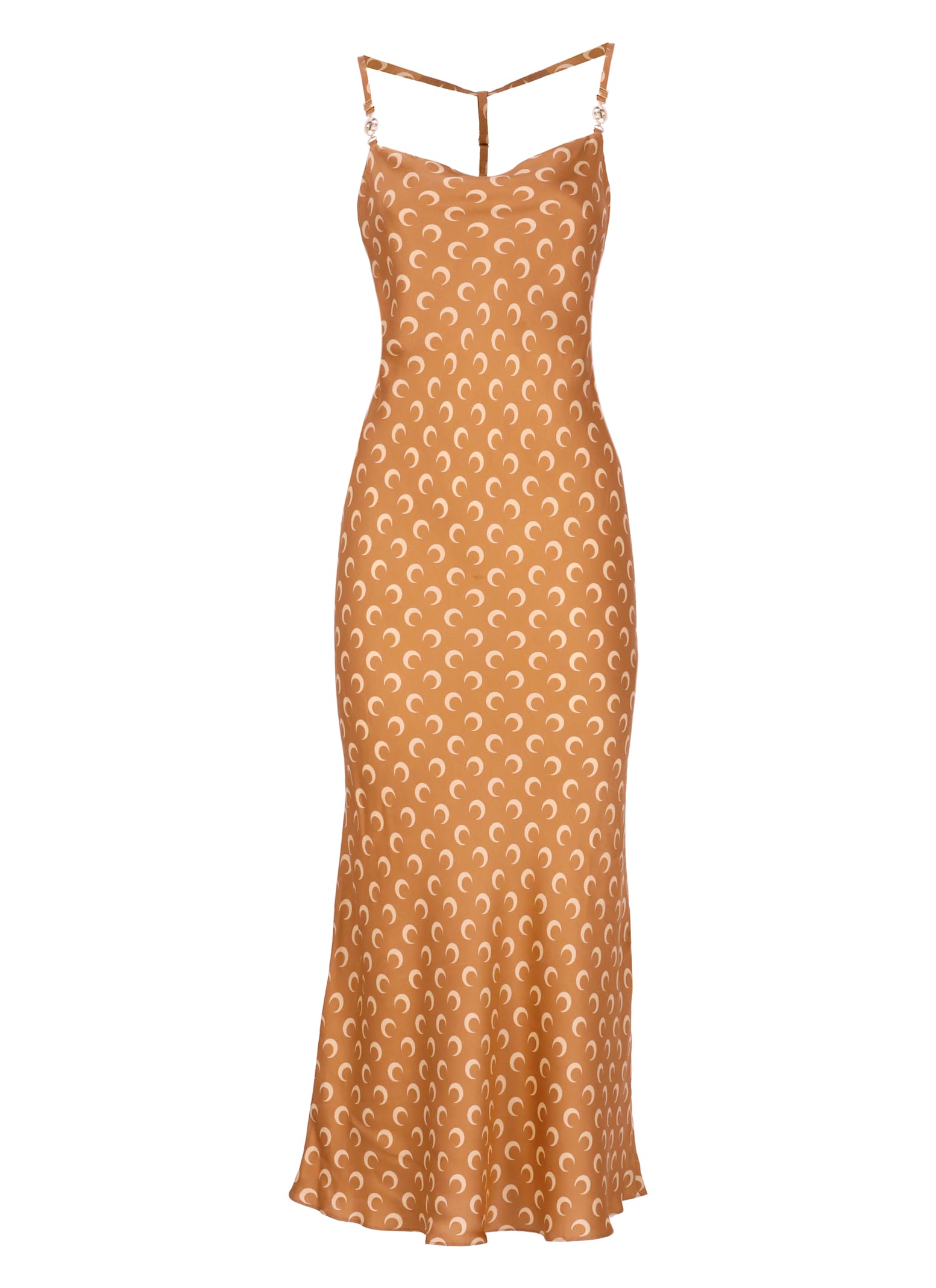 Marine Serre Moon Satin Long Slip Dress In Multi