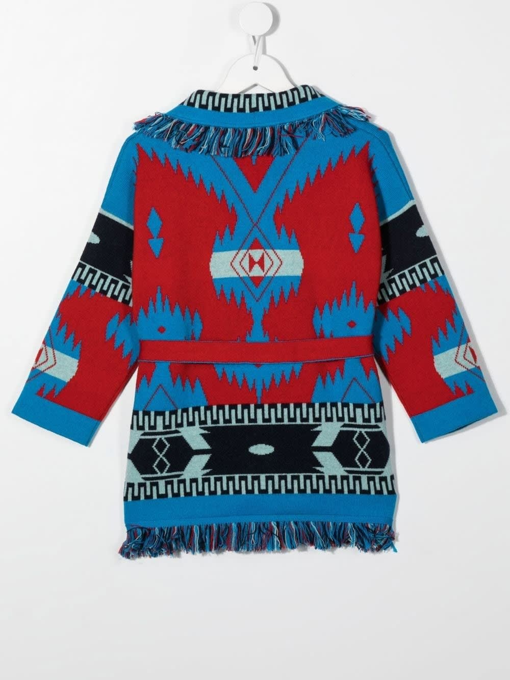Shop Alanui Kids Icon Cardigan In Blue And Red Cashmere In Multicolour