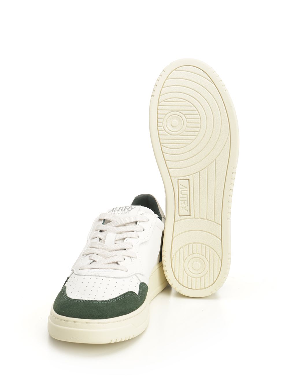 Autry Medalist Low White Leather And Suede Bottle Sneakers In White