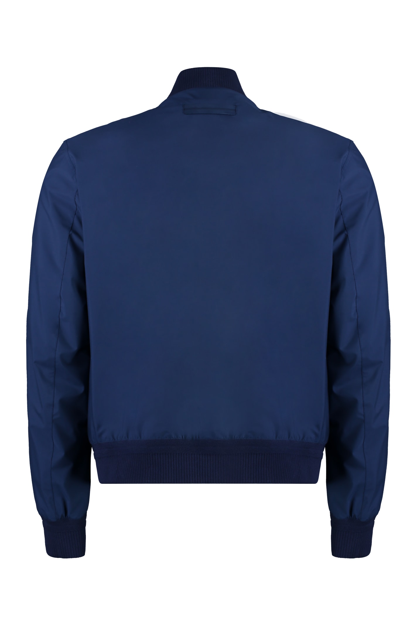 Shop Zegna Bomber Jacket In Technical Fabric In Blue