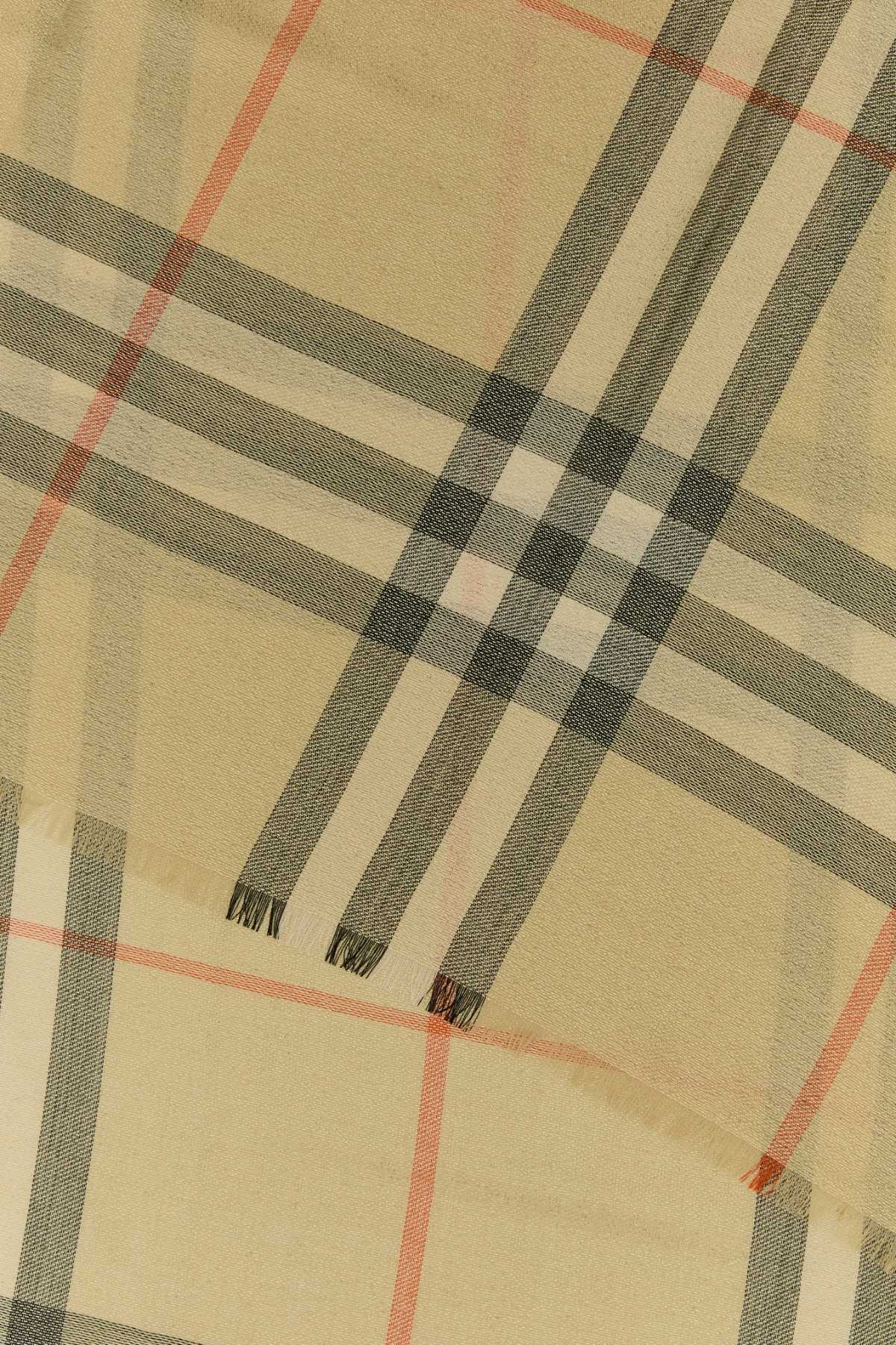 BURBERRY EMBROIDERED WOOL BLEND SCARF