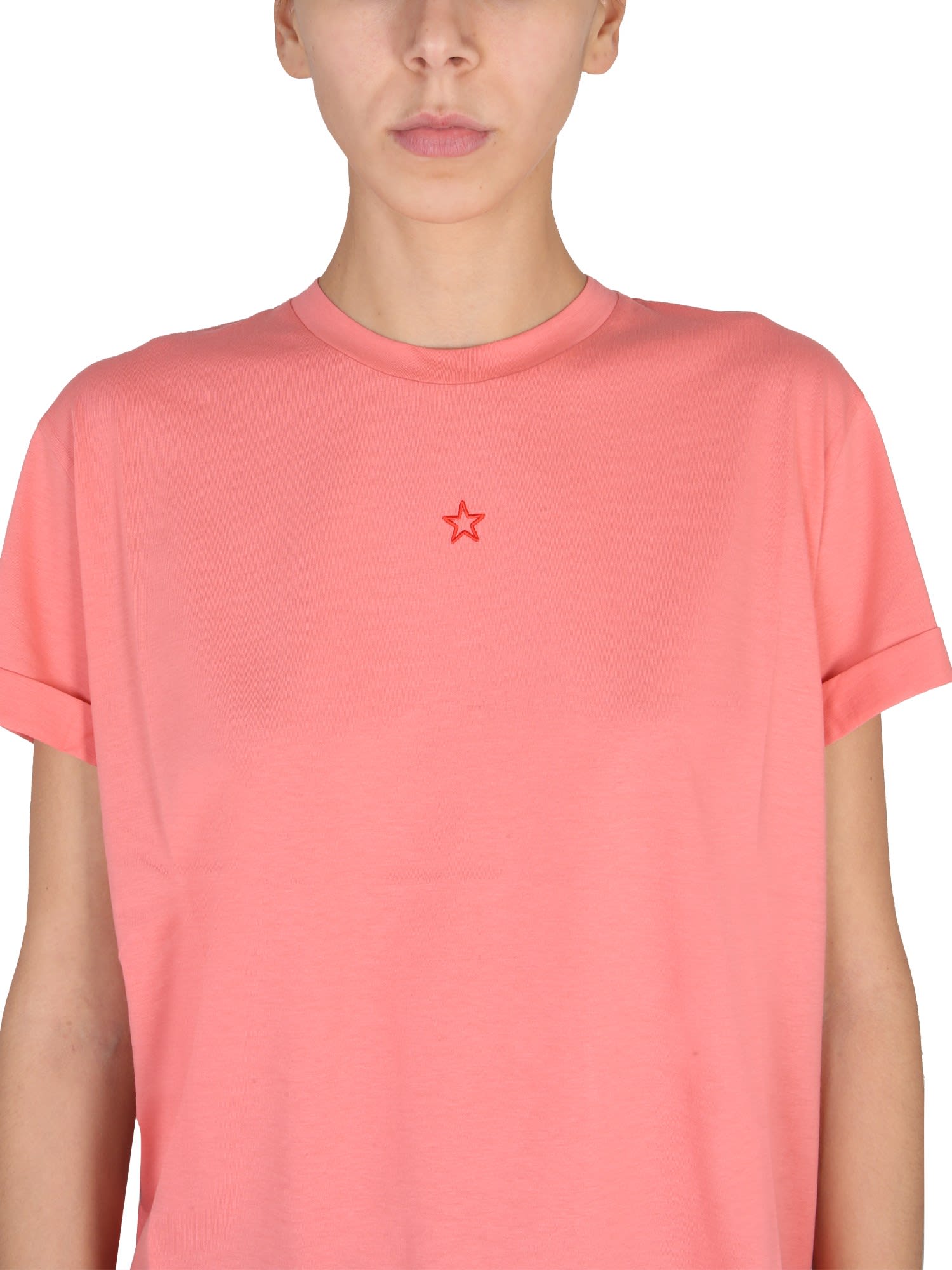 Shop Stella Mccartney Crewneck T-shirt In Martini Pink