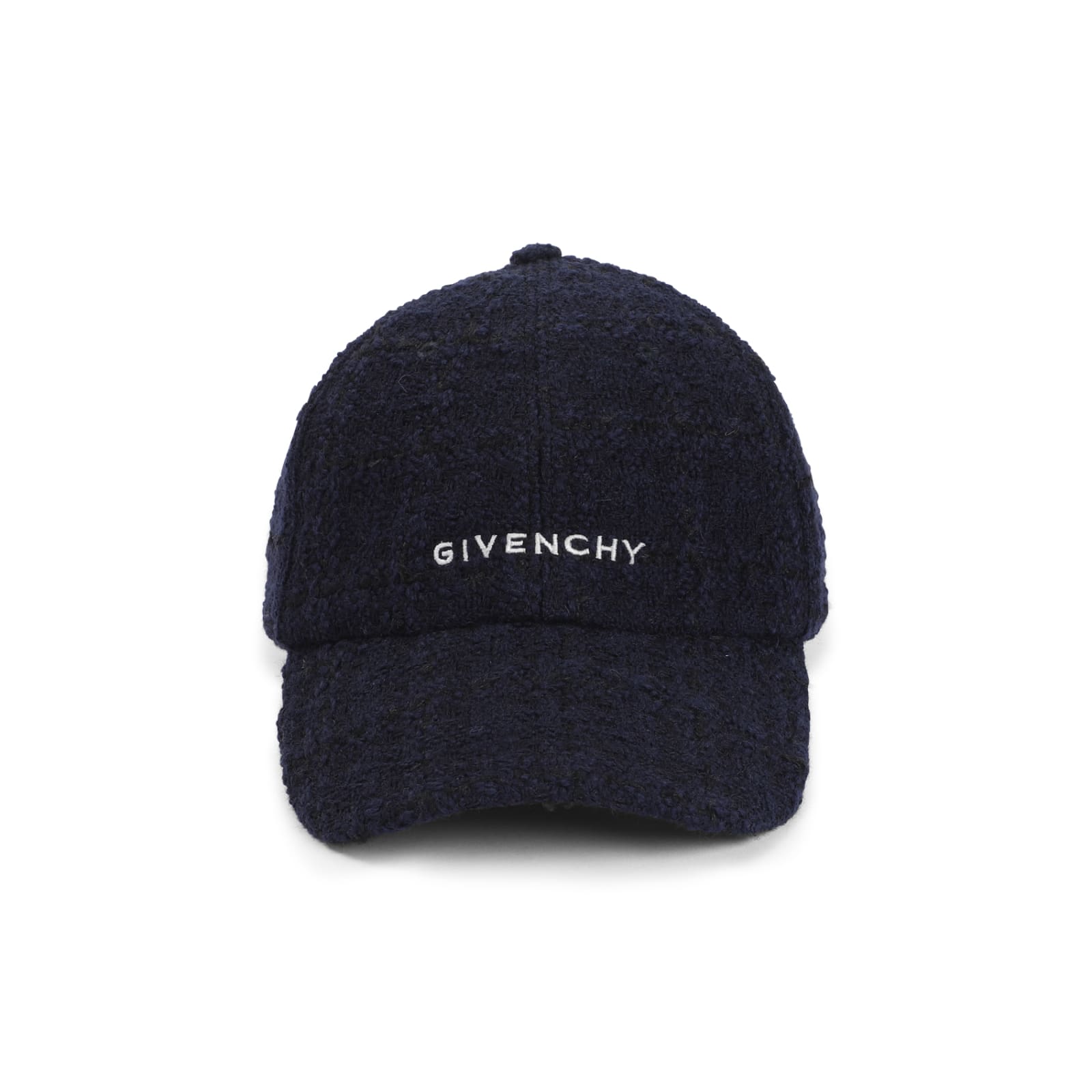 Shop Givenchy Embroidered Cap In Tweed In Dark Blue