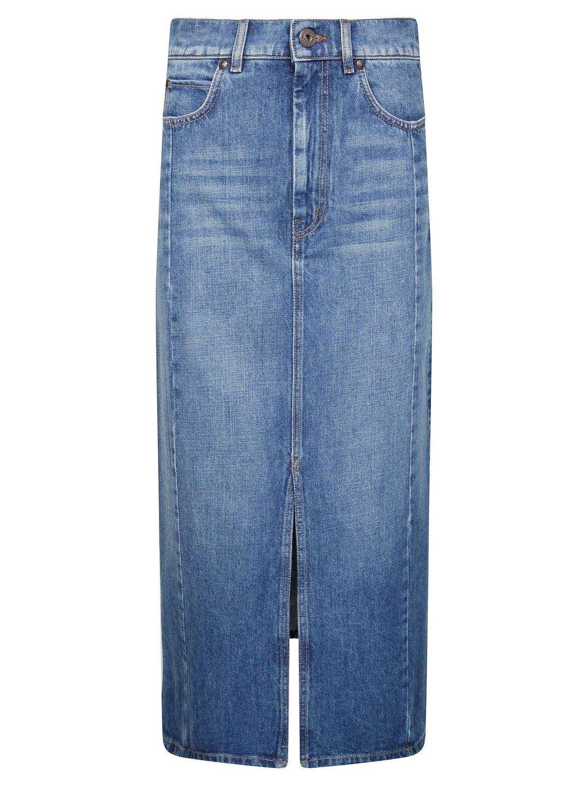 Weekend Max Mara Gesso Front Slit Denim Skirt In Medio Used