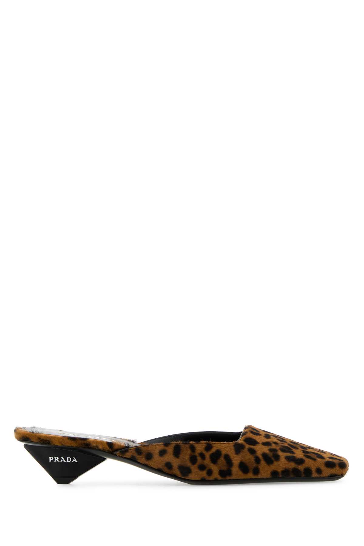 Shop Prada Printed Calf Hair Mules In Miele