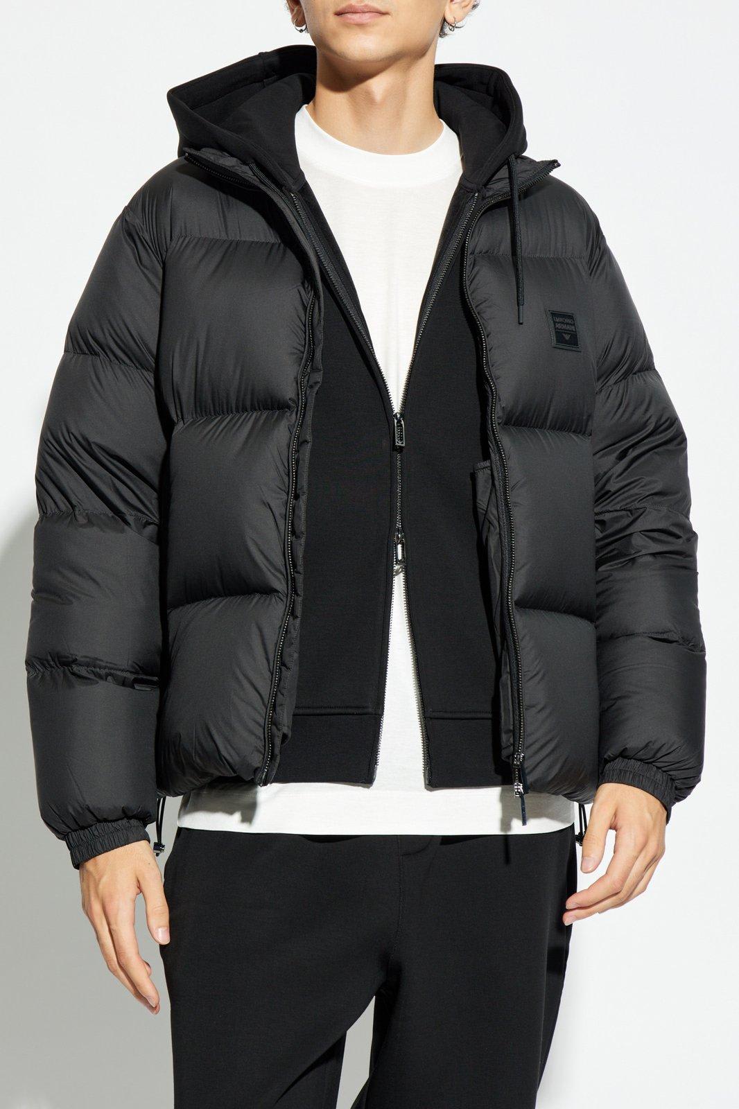 Shop Emporio Armani Down Jacket With Jay In Black