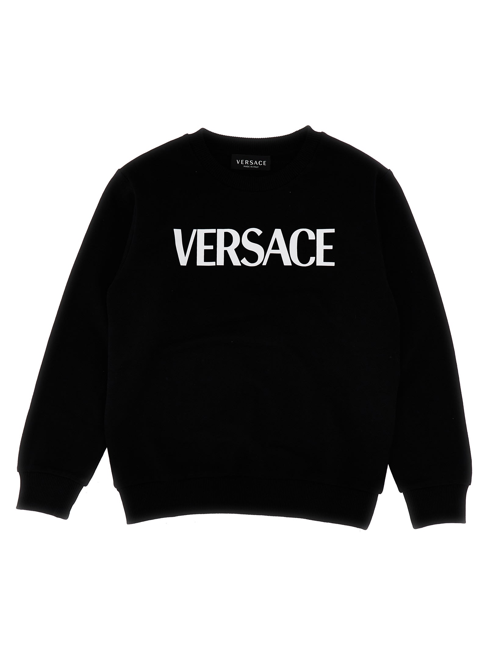 Young Versace Kids' Logo Print Sweatshirt In Nero Bianco