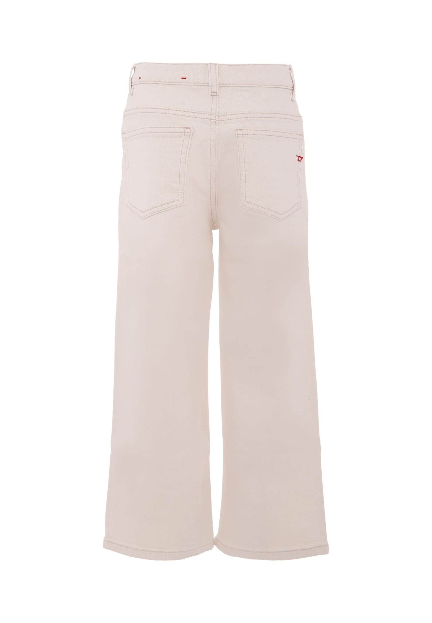 Diesel Ivory Jeans For Girl With Logo In Neutral