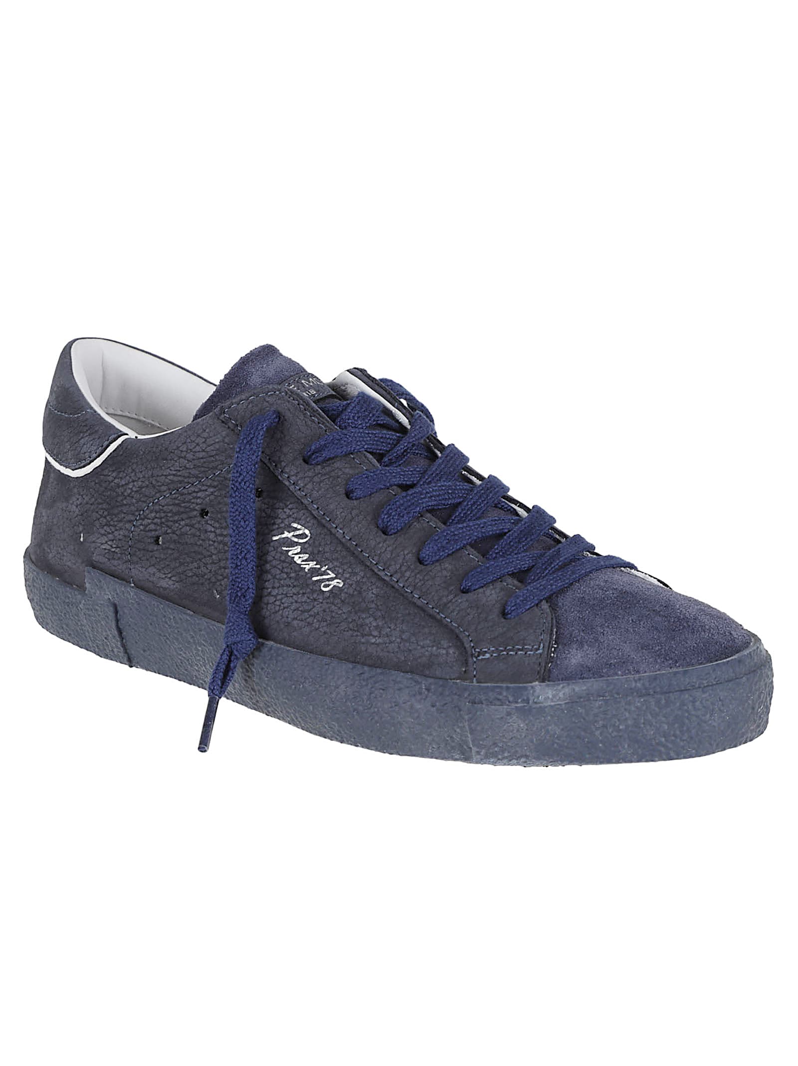 Philippe Model Low Top Sneakers Featuring Contrast Stitching In Blue
