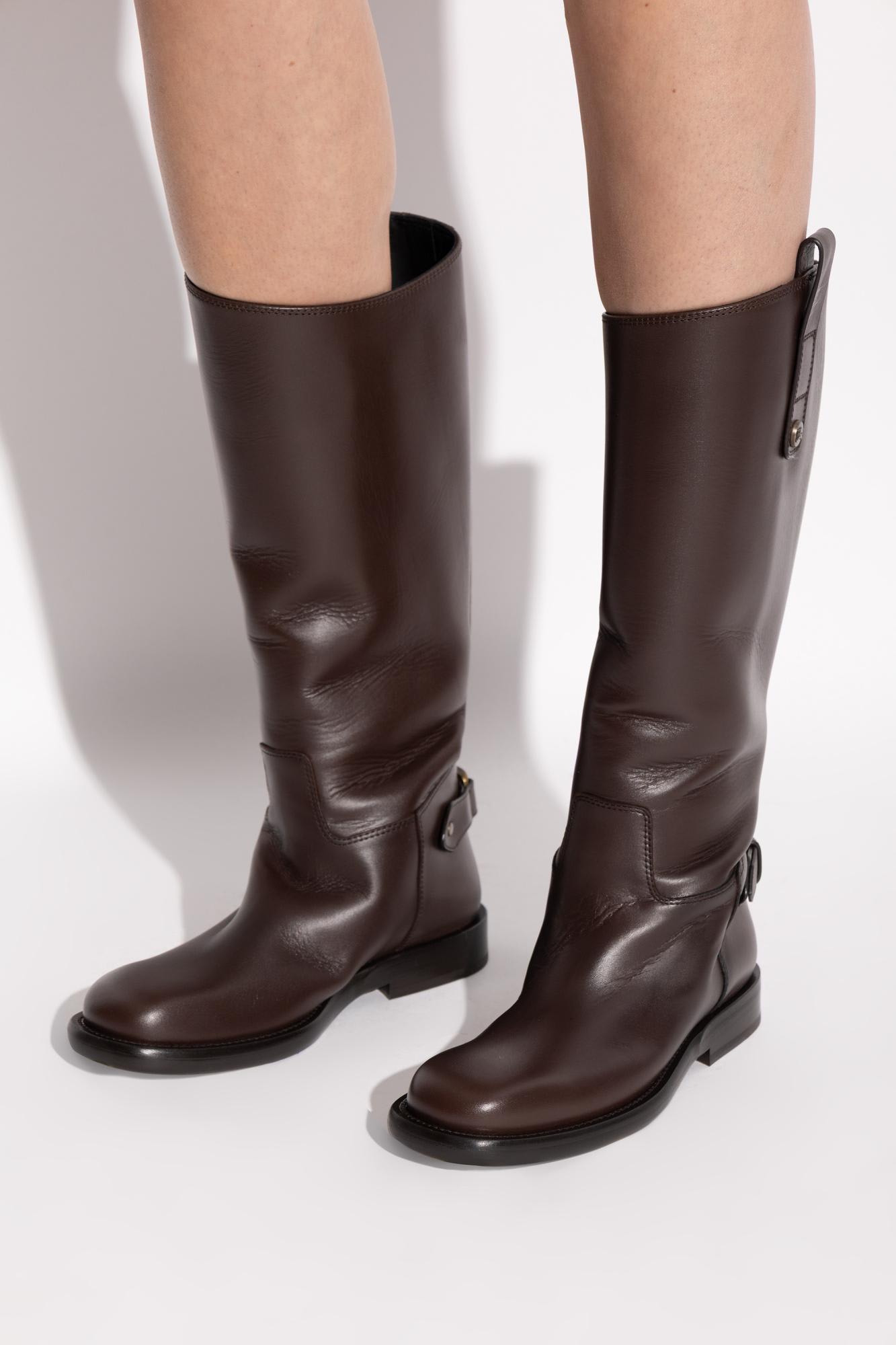 Burberry Cavalier Equestrian-knight Calf Leather Boots In Animal Print