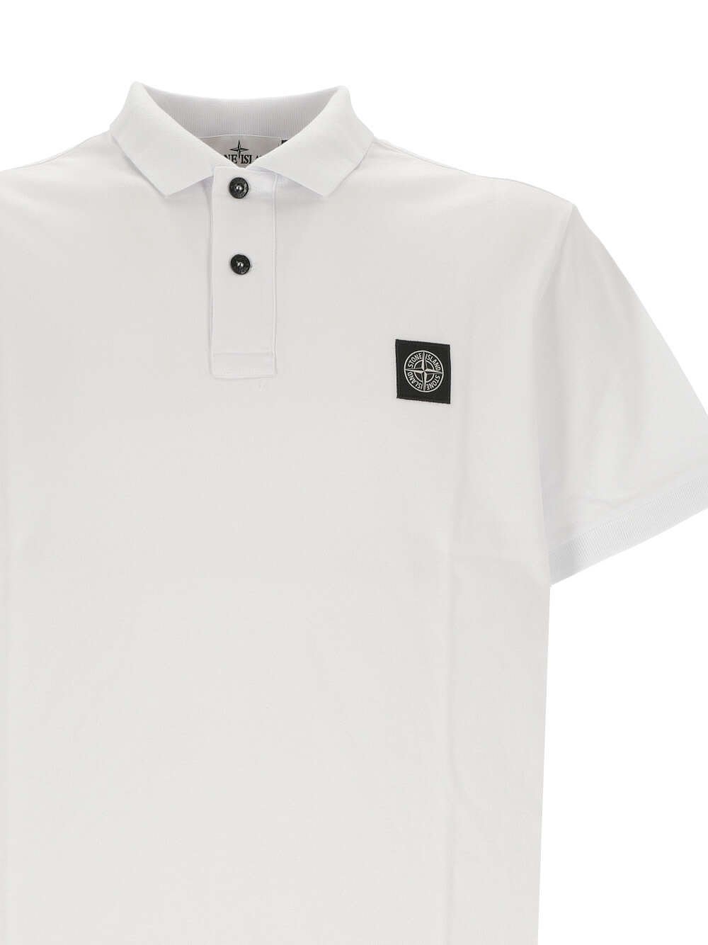 Shop Stone Island Logo Patch Polo Shirt In White