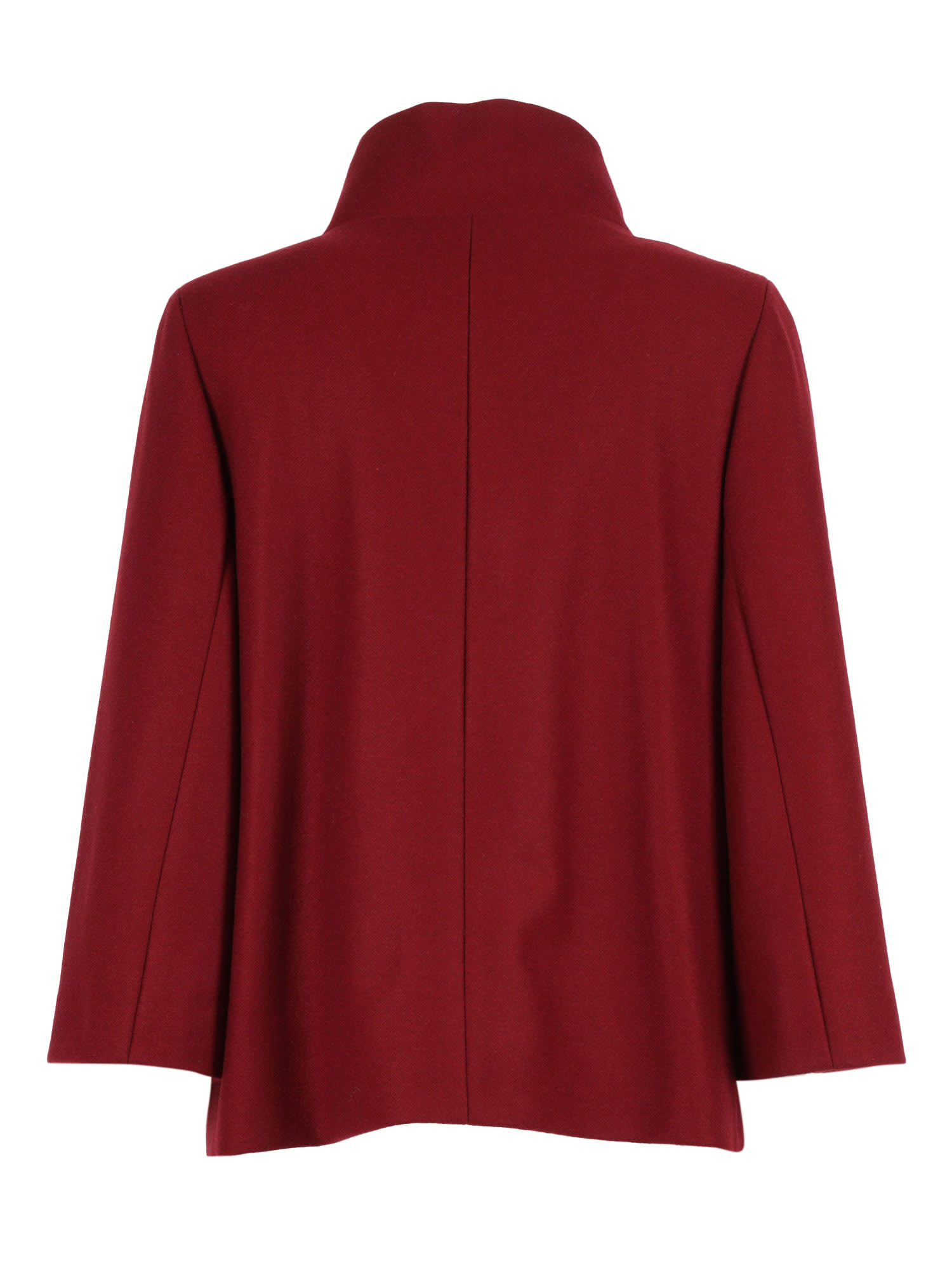 Fay Lined Wool Blend Cape With Hook Closure In Red