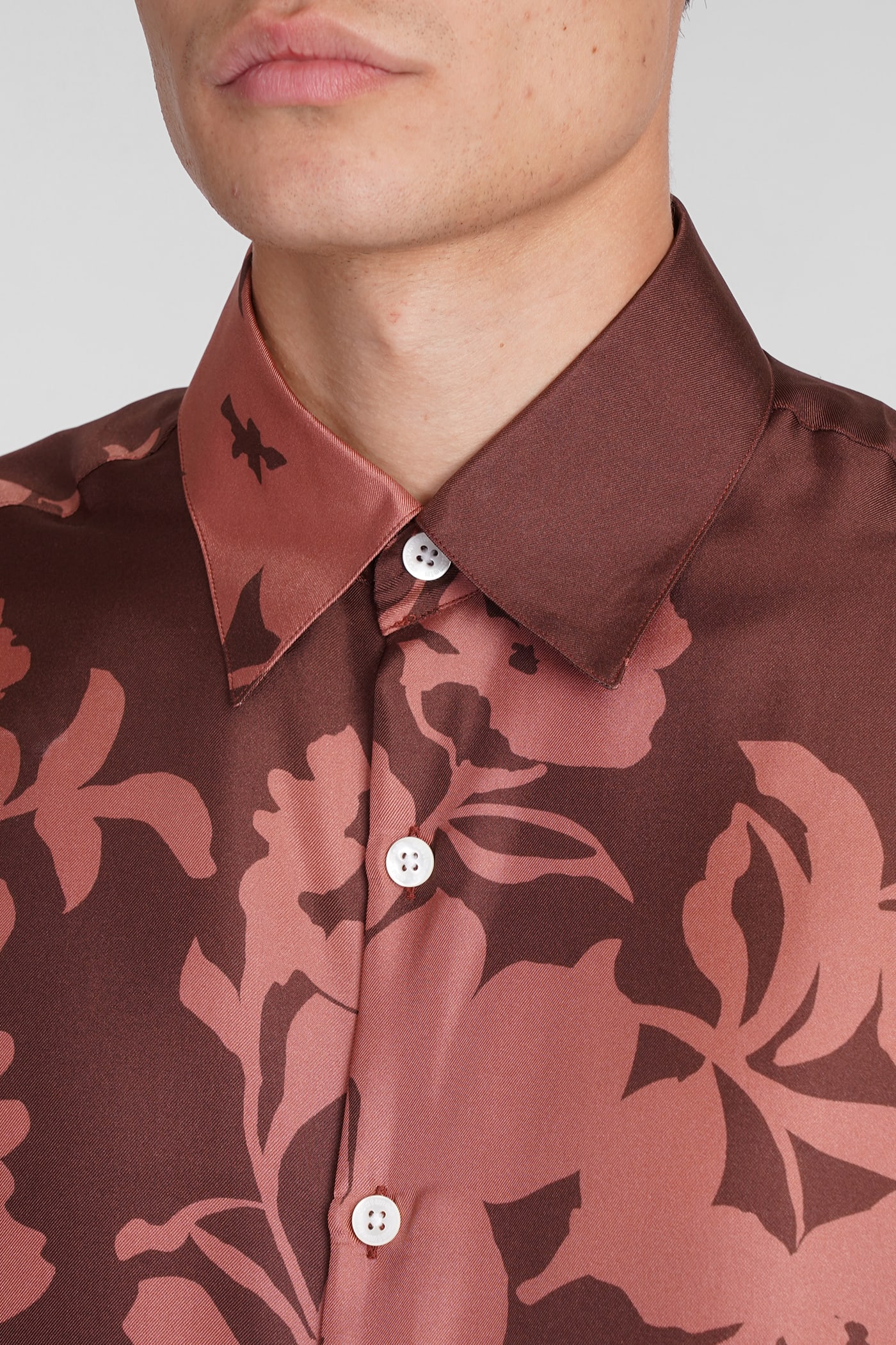 Shop Costumein Valentino Shirt In Brown Silk