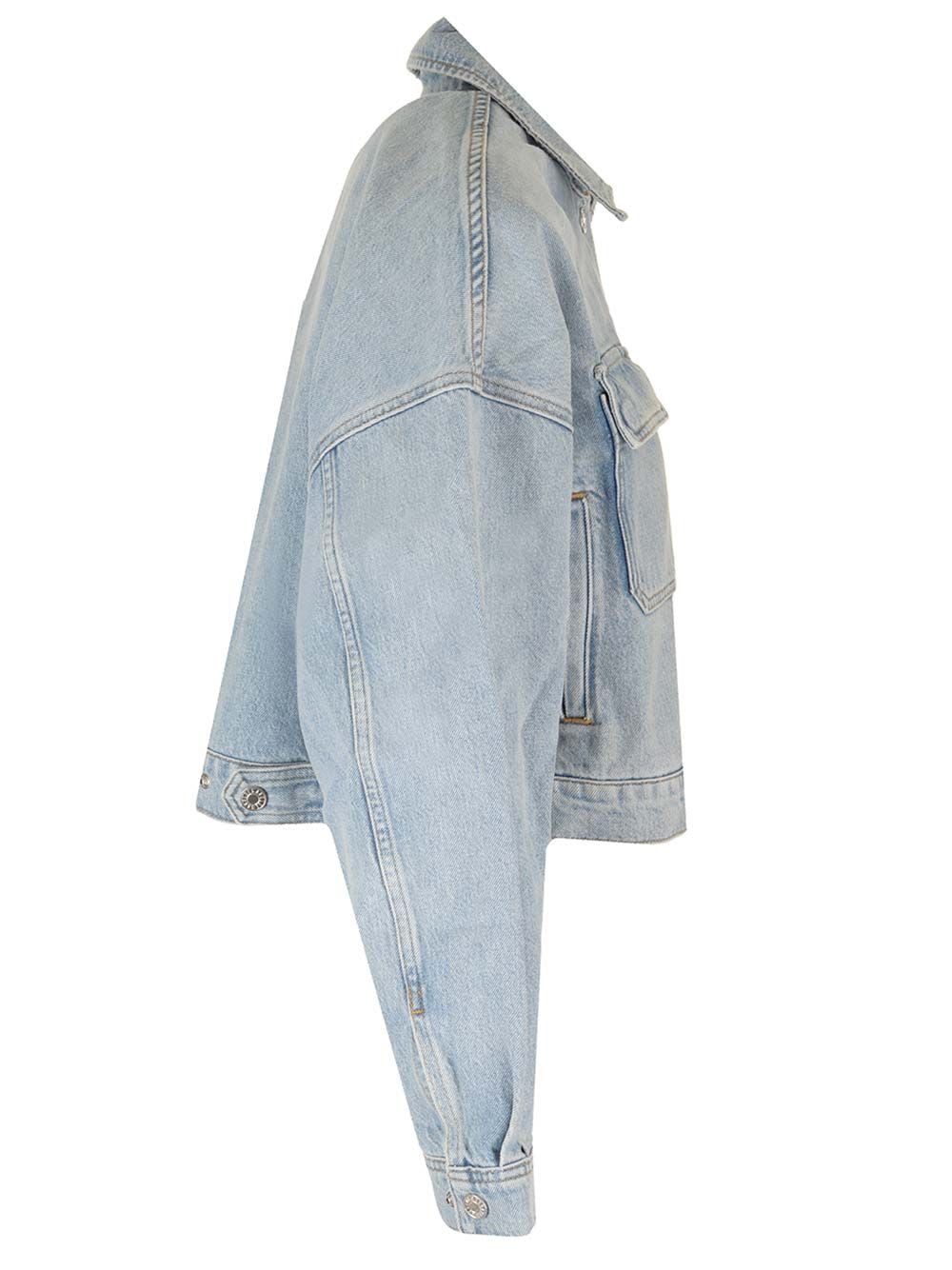 Shop Agolde Luka Denim Jacket In Light Blue