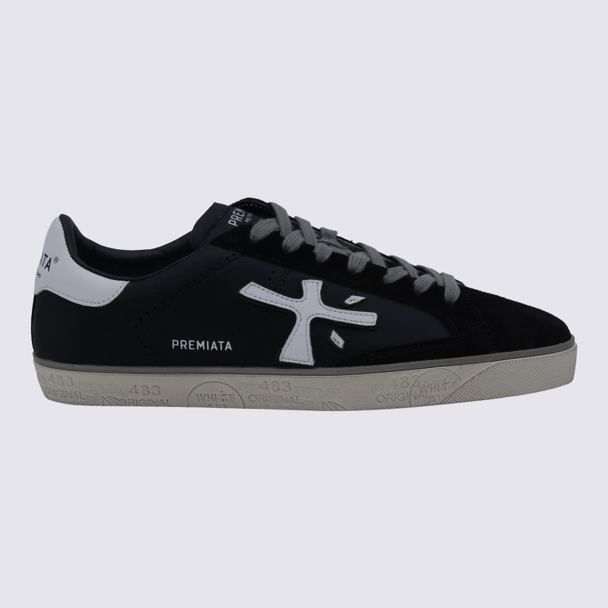 Premiata Black Leather Steven Sneakers In Black