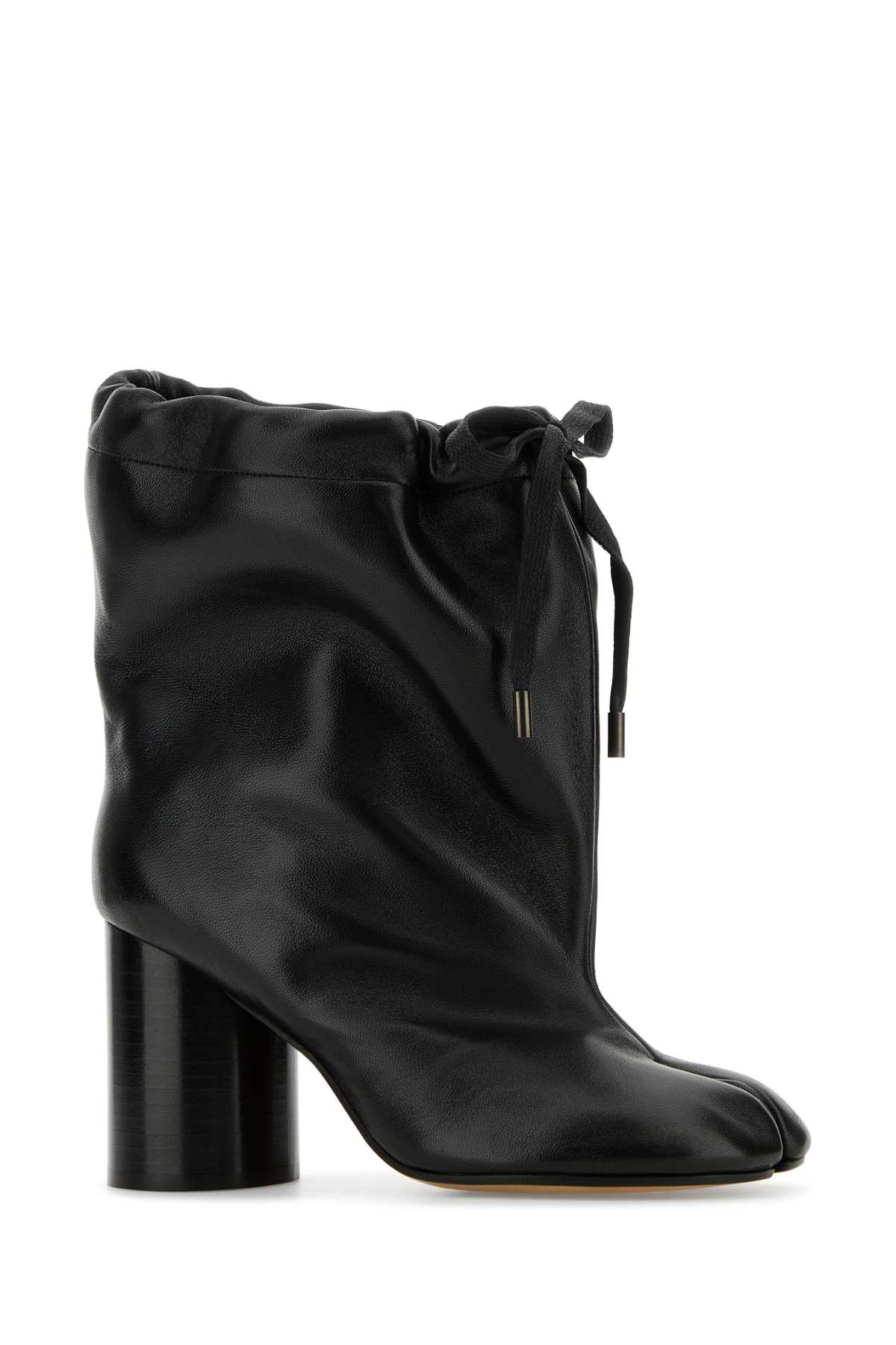 Shop Maison Margiela Black Leather Tabi Ankle Boots