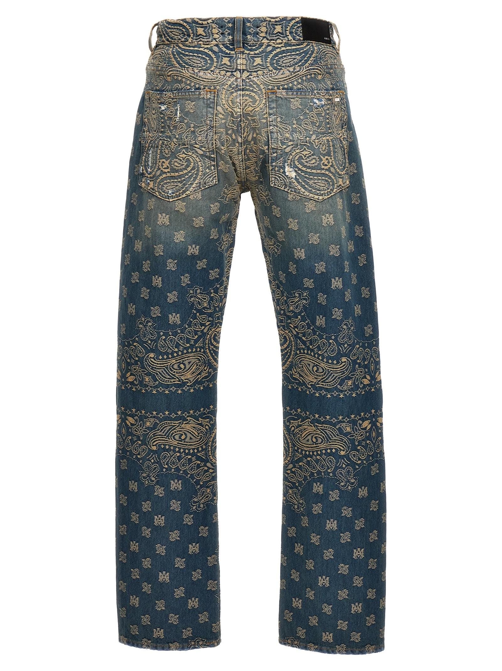 Shop Amiri Bandana Jaquard Jeans In Blue