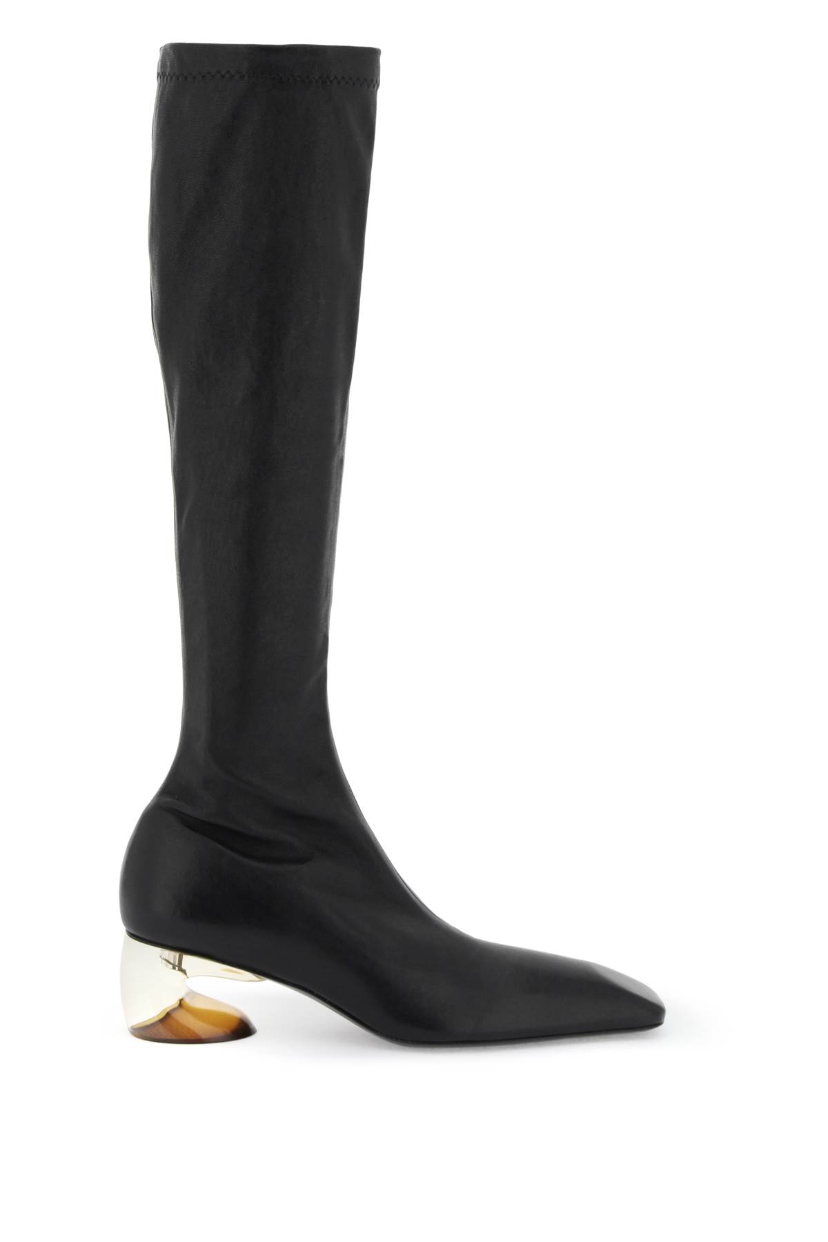 Shop Jil Sander Stretch Leather Boots In Black (black)