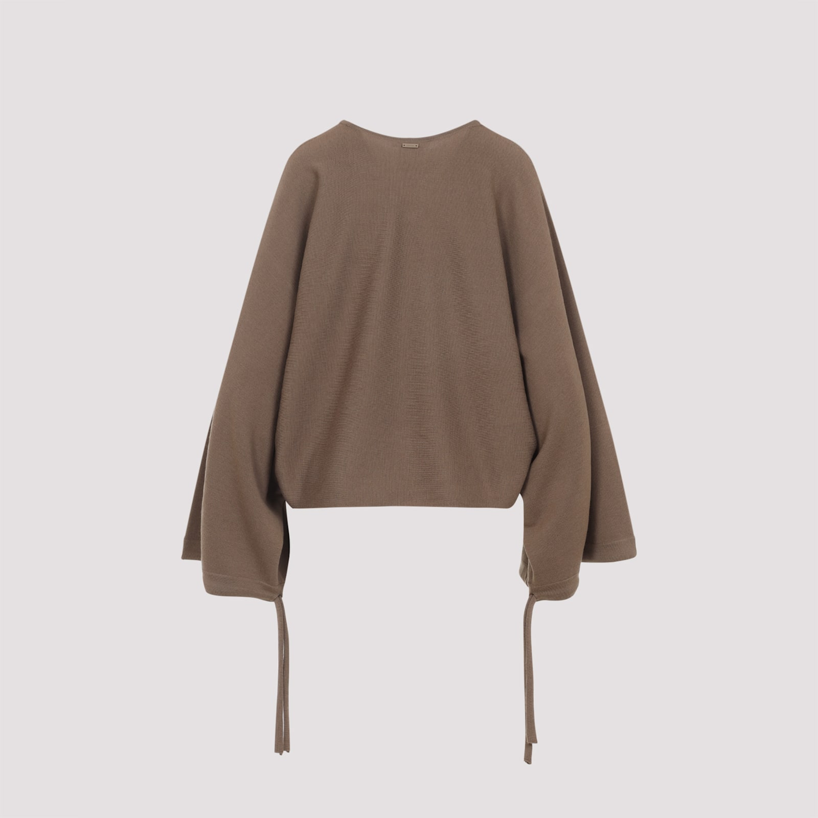 Max Mara Wool Drawstring Cuffs Pullover In Brown