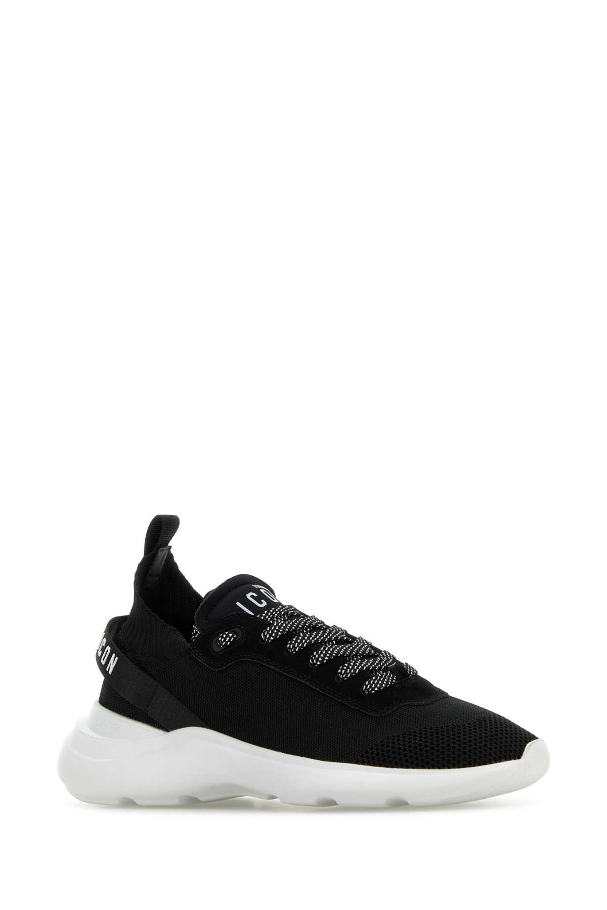 Shop Dsquared2 Black Fabric Icon Fly Sneakers In Blk