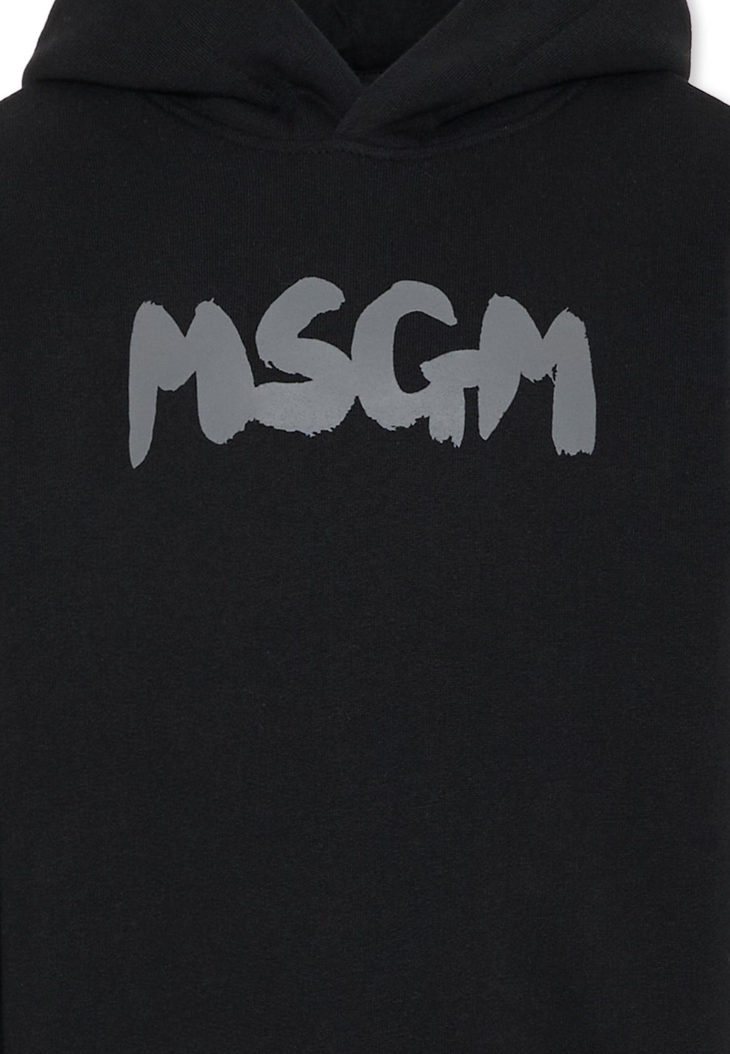 Msgm Black Sweatshirt For Kids With Logo In Black