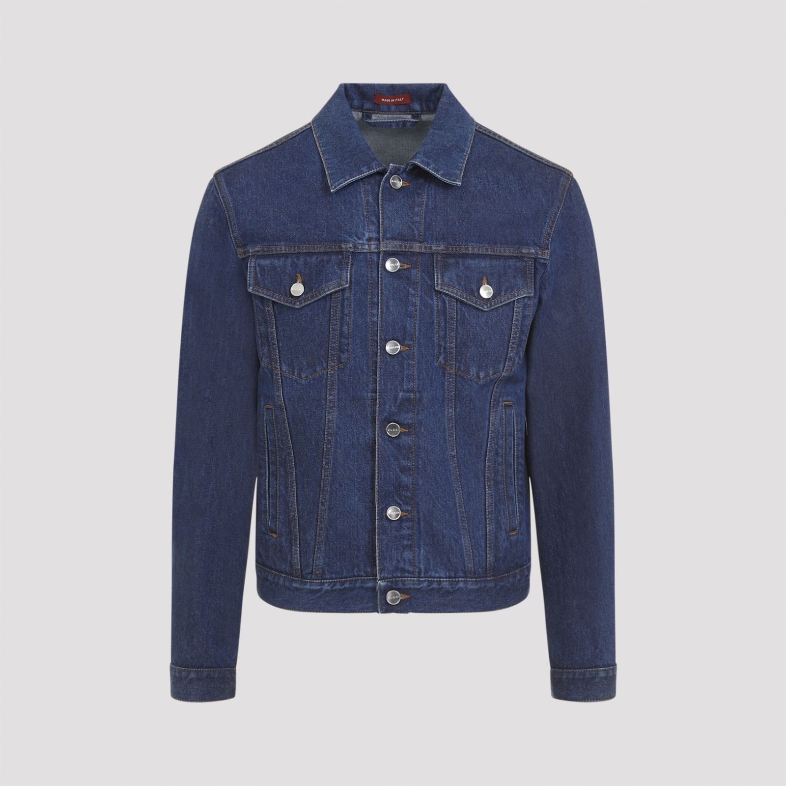 Shop Gucci Cotton Jacket In Dark Blue Mix