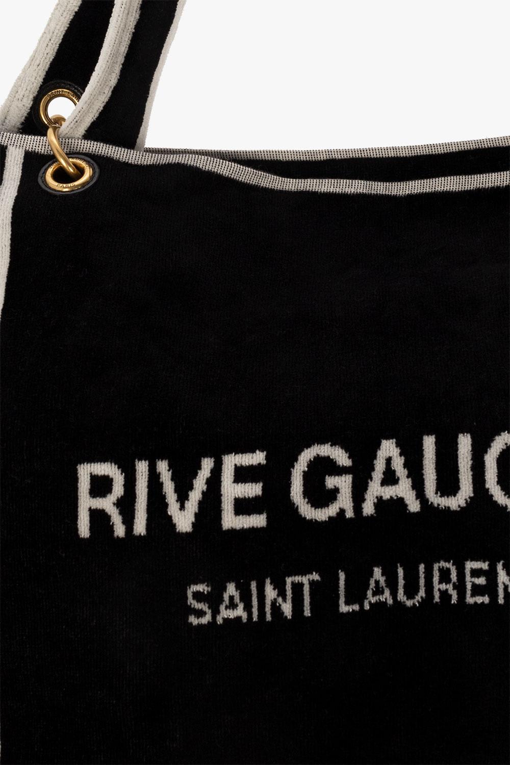 Saint Laurent rive gauche towel tote bag in terry cloth black-Via Manzoni