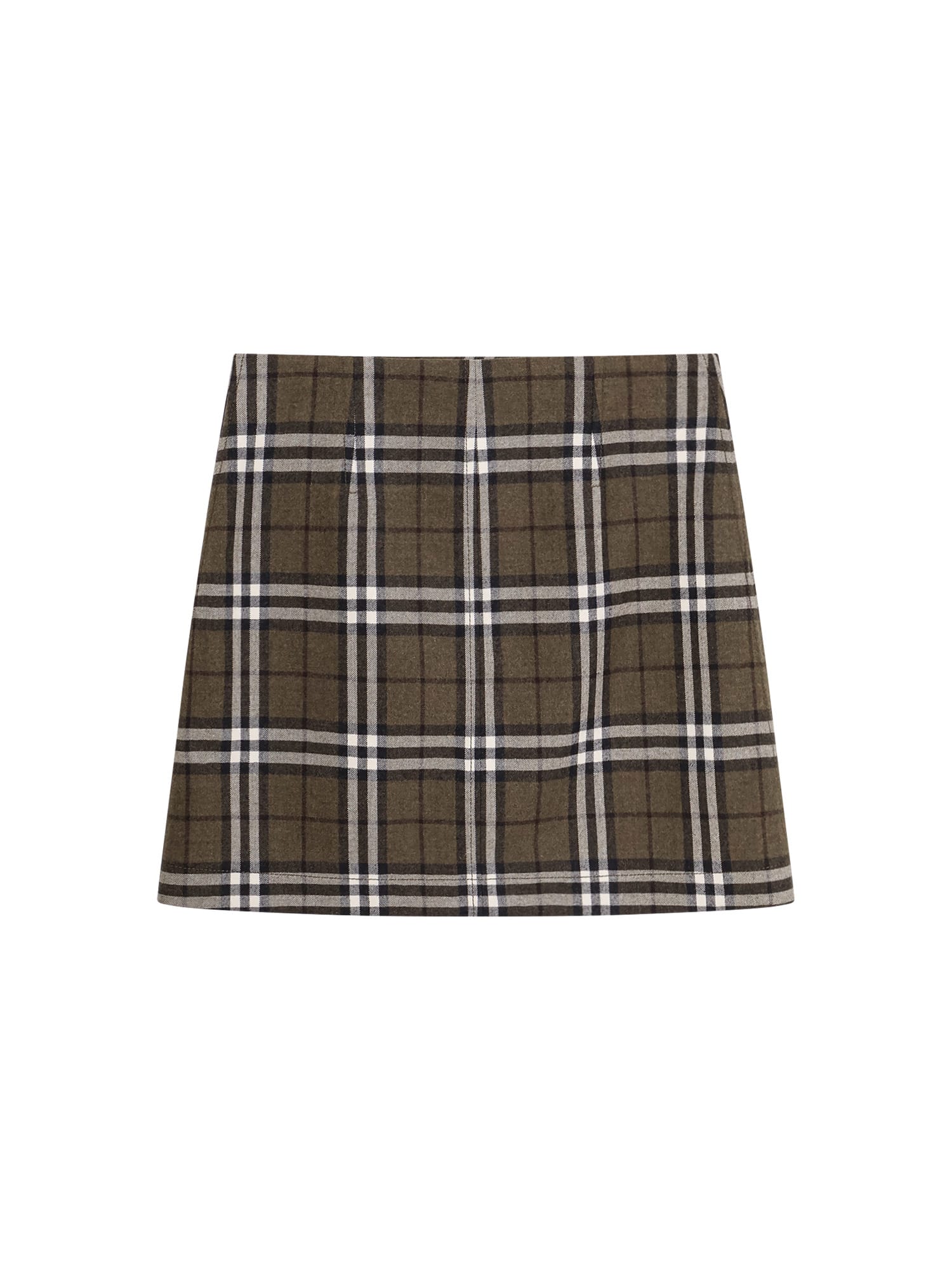 Burberry Virgin Wool Skirt With Check Print In Brown