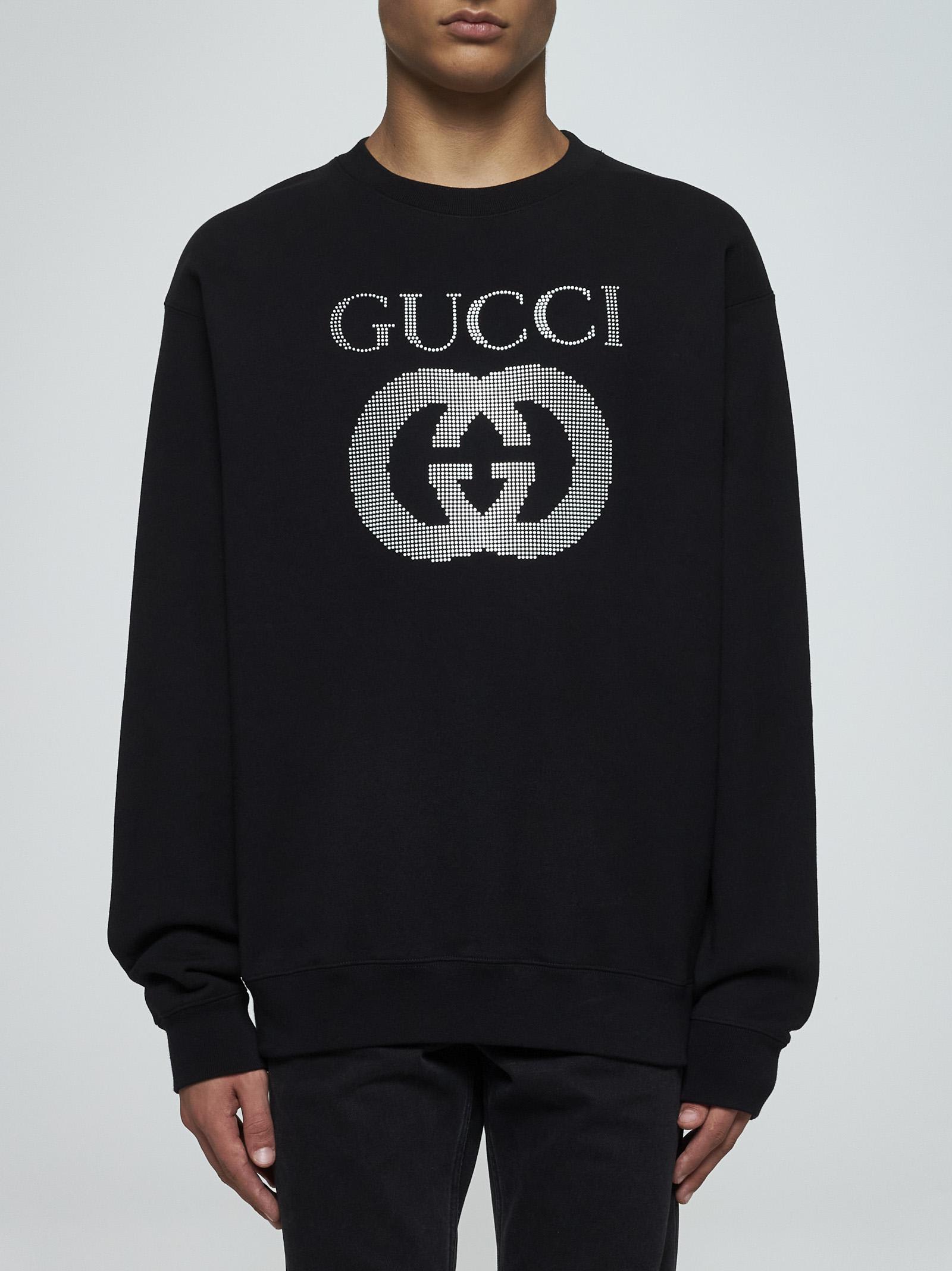 Shop Gucci Logo Cotton Sweatshirt In Black