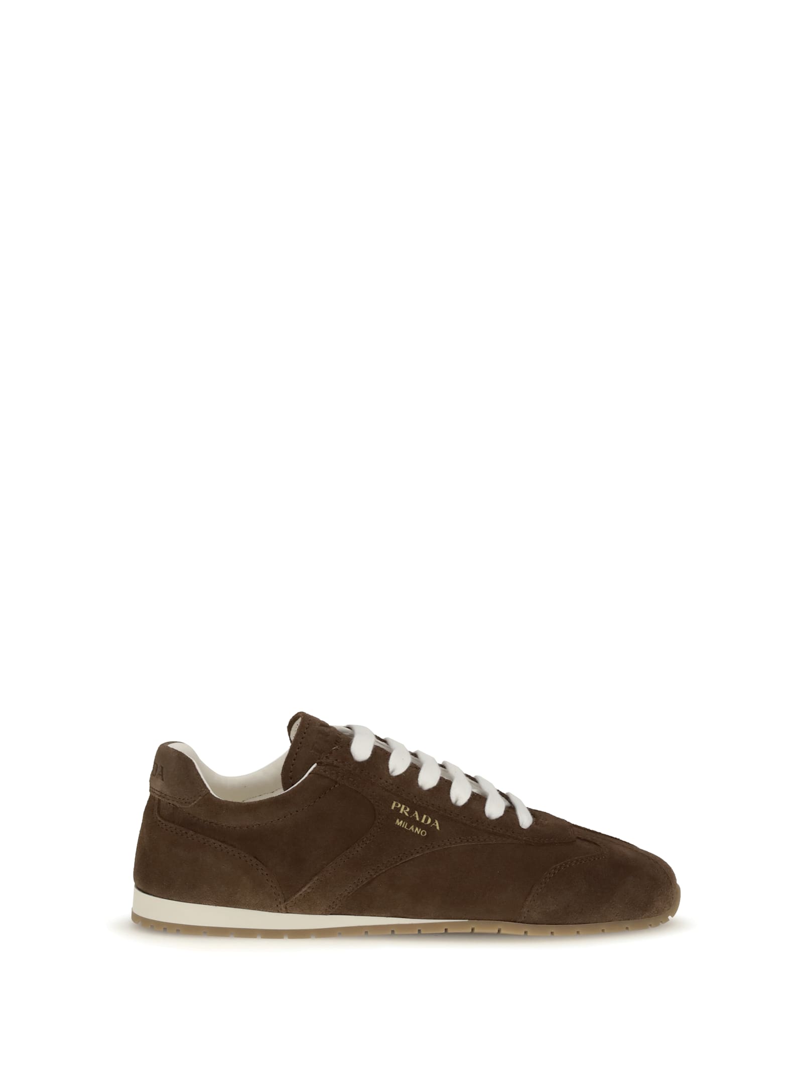 Prada Brown Calf Leather Bos Taurus Sneakers In Brown