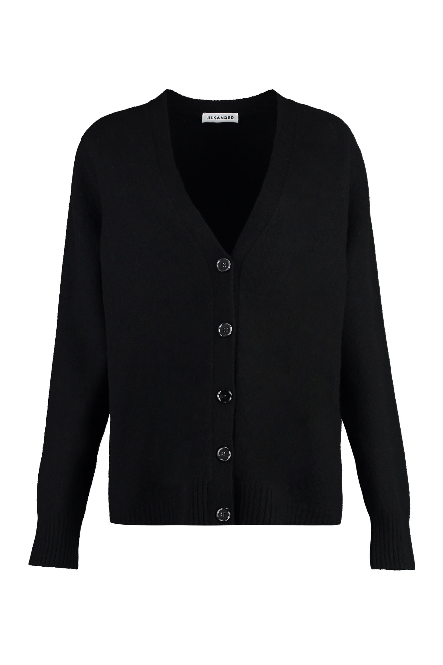 Shop Jil Sander Merino Wool Cardigan In Black