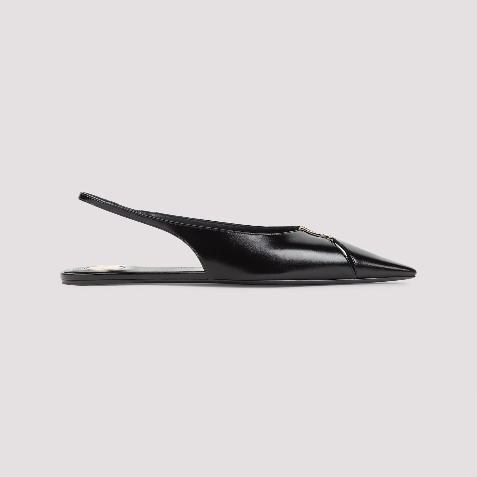 Saint Laurent Leather Slingback Ballet Flats With Pointed Toe In Black