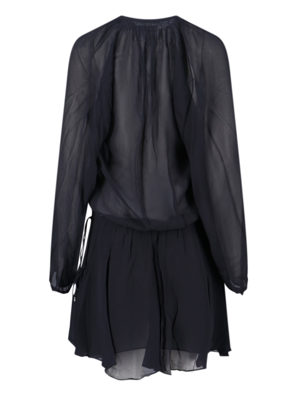 Isabel Marant Étoile Black Semi-transparent Midi Dress With Drawstring Waist In Blue