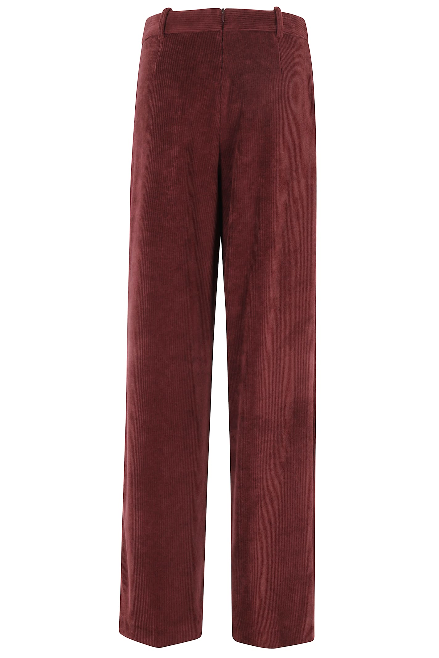 Circolo 1901 Burgundy Wide Leg Pants With Mid-rise Waistband In Burgundy