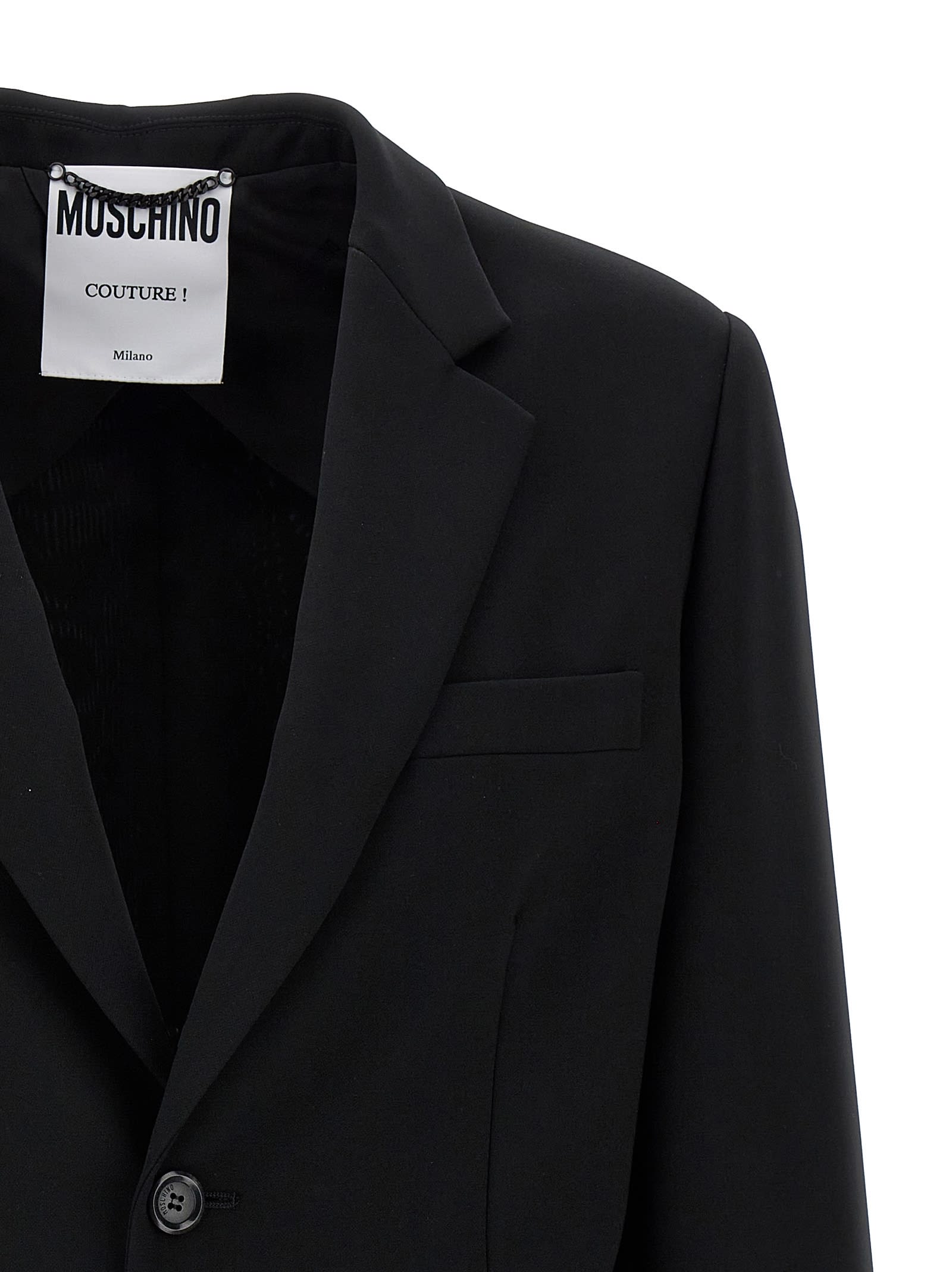 Shop Moschino Single-breasted Martingale Blazer In Black